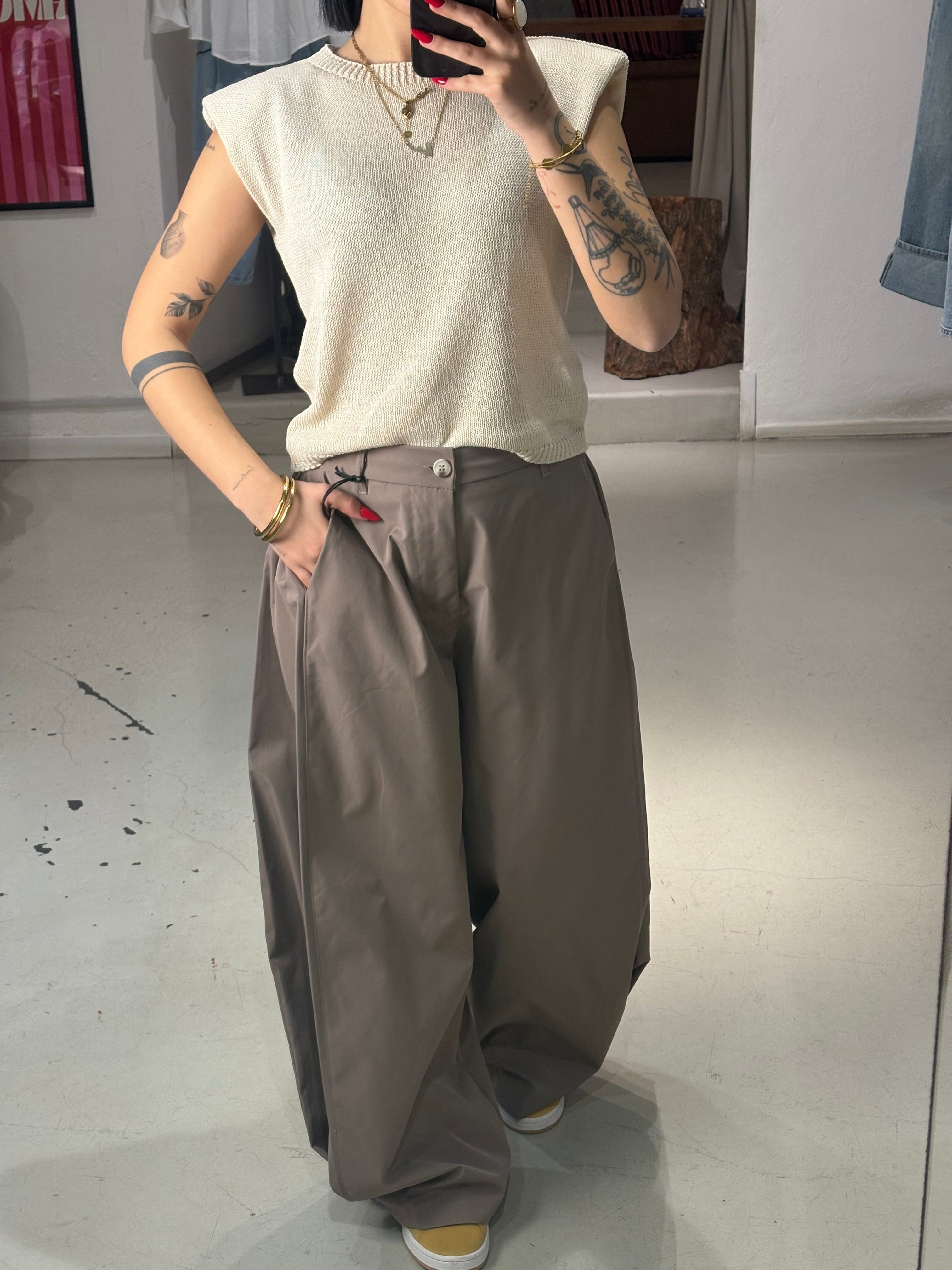 Pantalone cotone over VALTERA sabbia