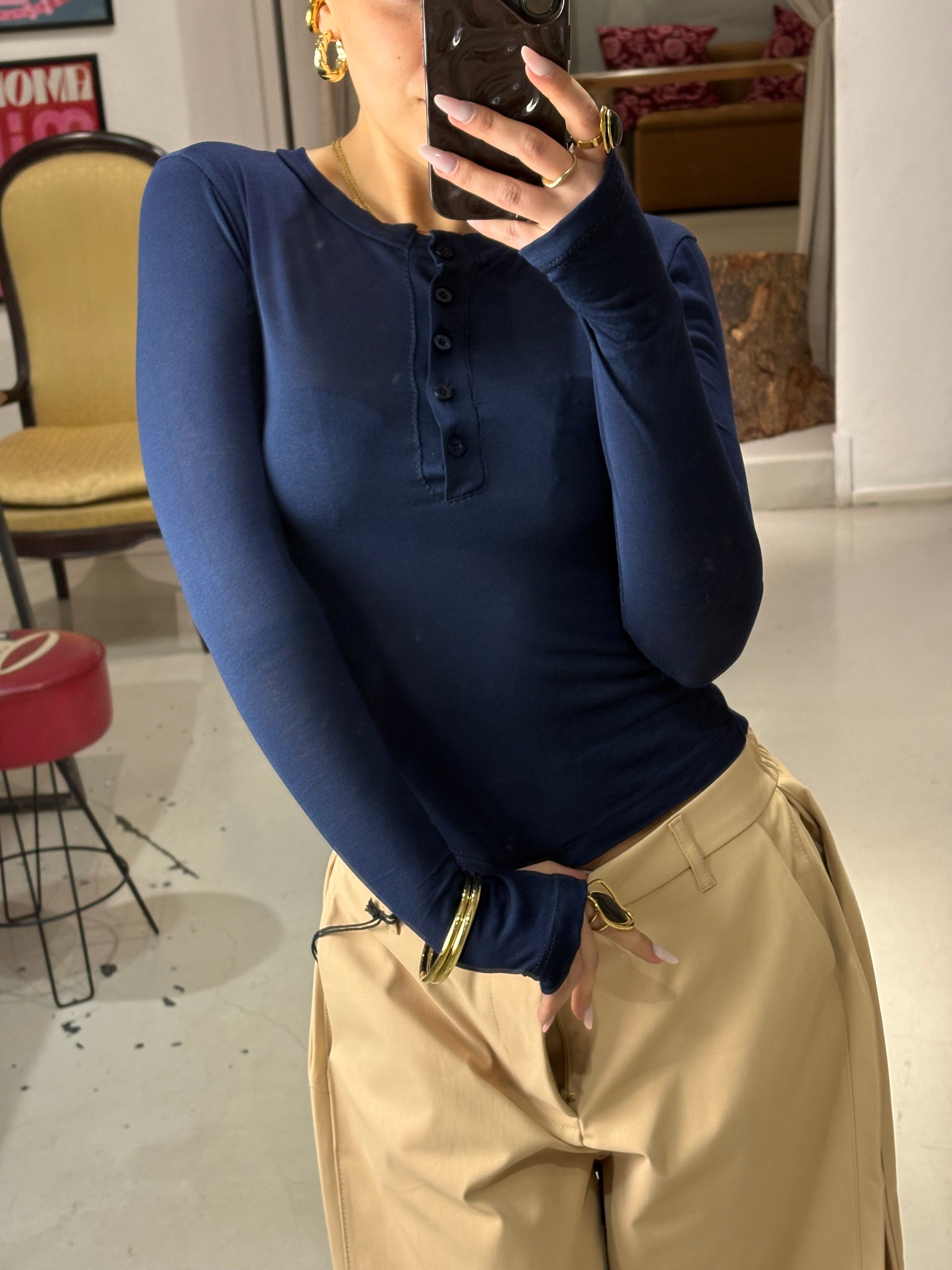 T shirt OPAL manica lunga guanto blu navy