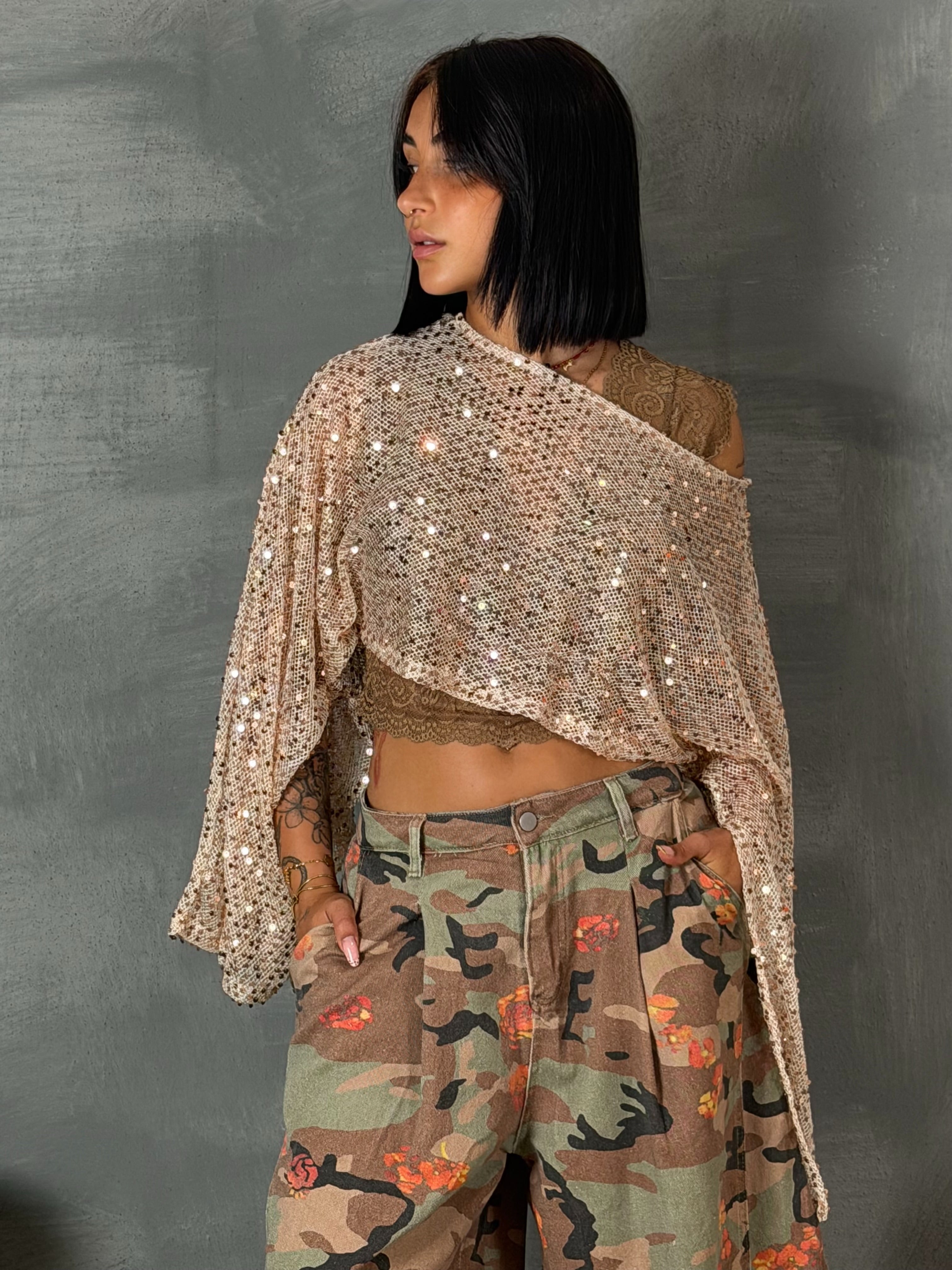 Maglia paillettes ORIA CREAM