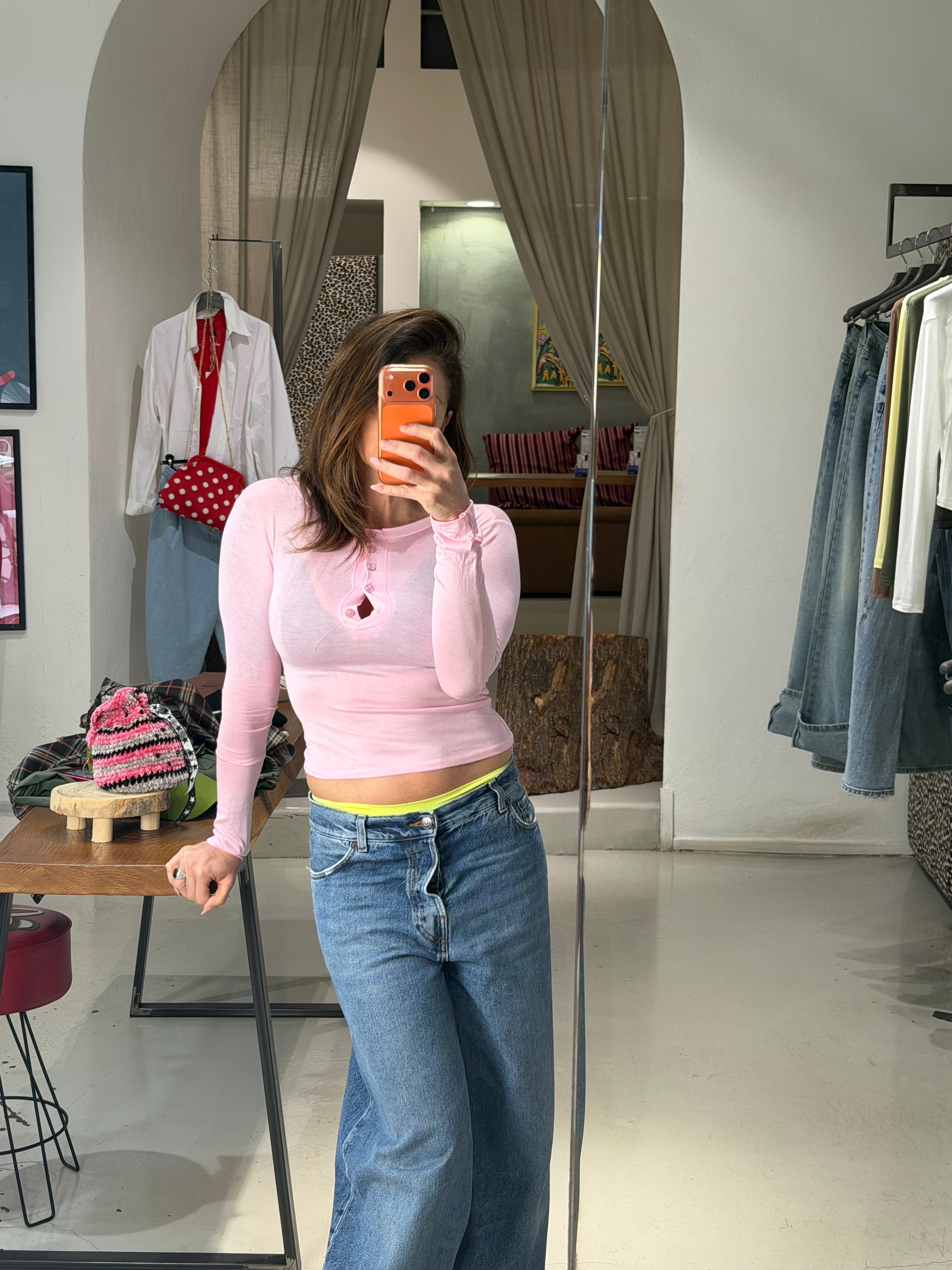 T shirt OPAL manica lunga guanto rosa