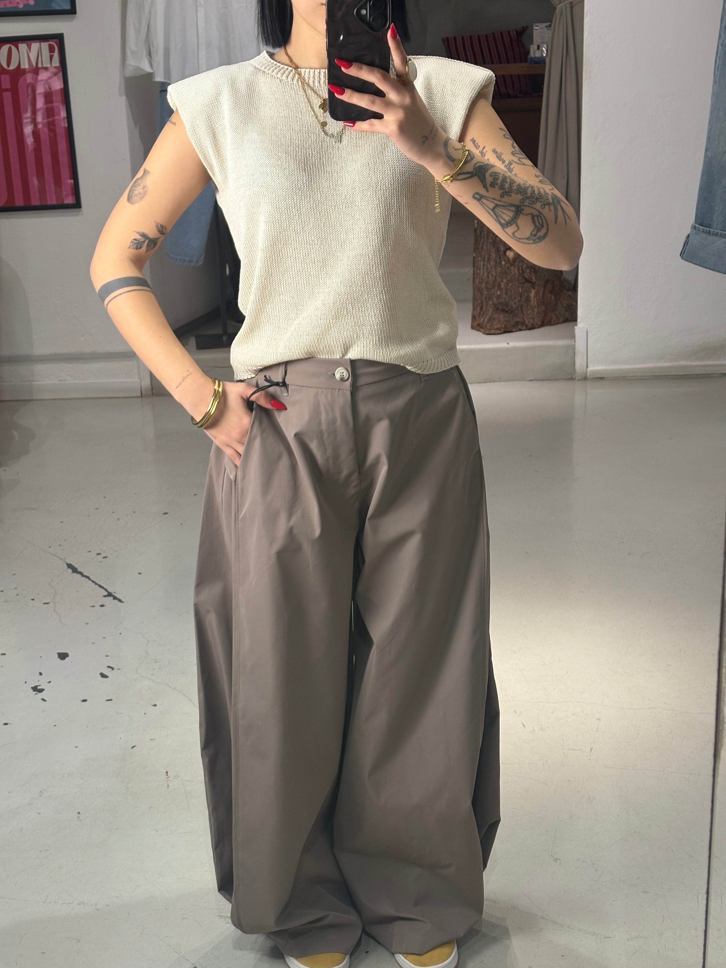 Pantalone cotone over VALTERA sabbia