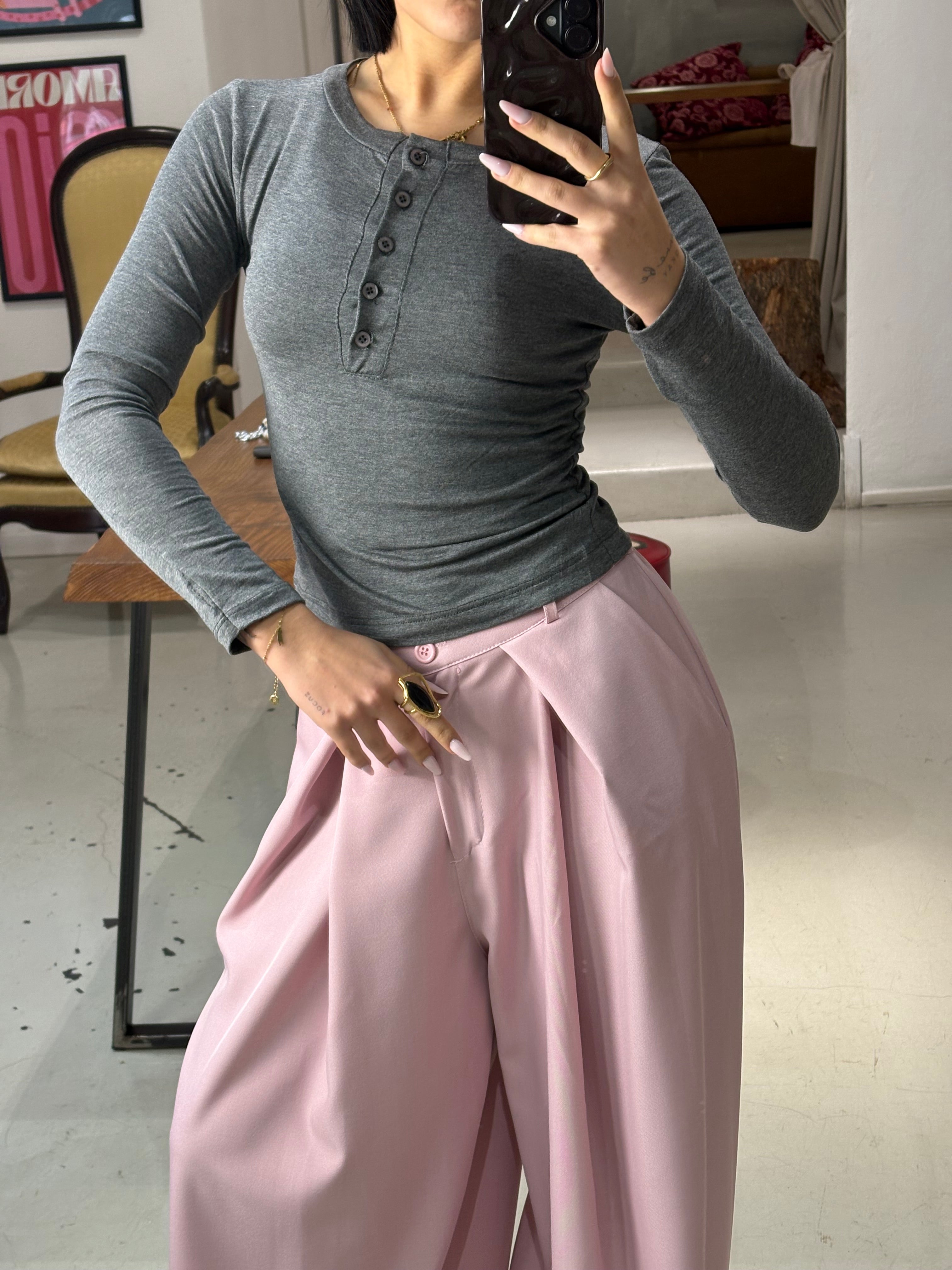 T shirt OPAL manica lunga guanto grigio