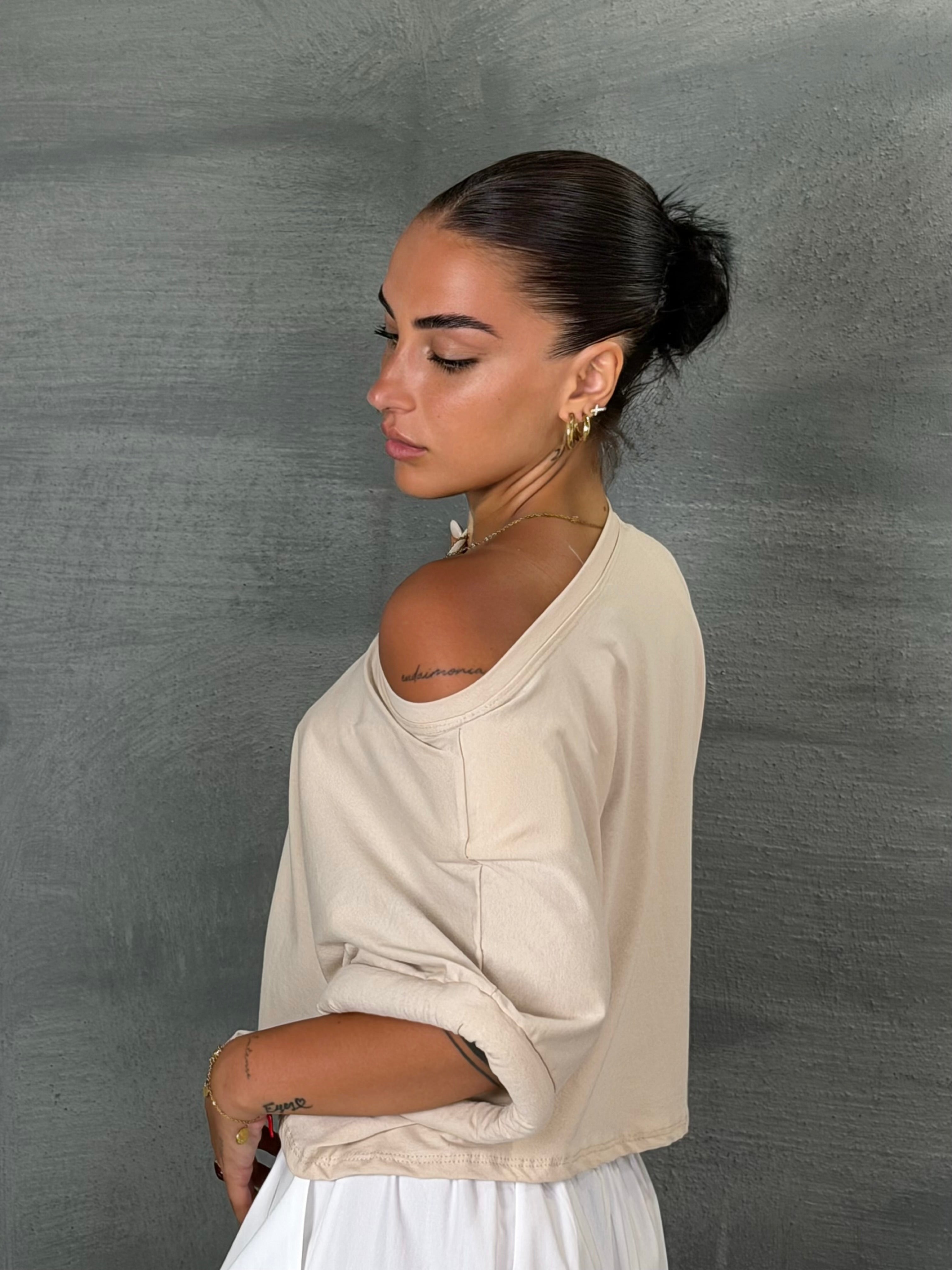 Maglia crop GUMMY beige