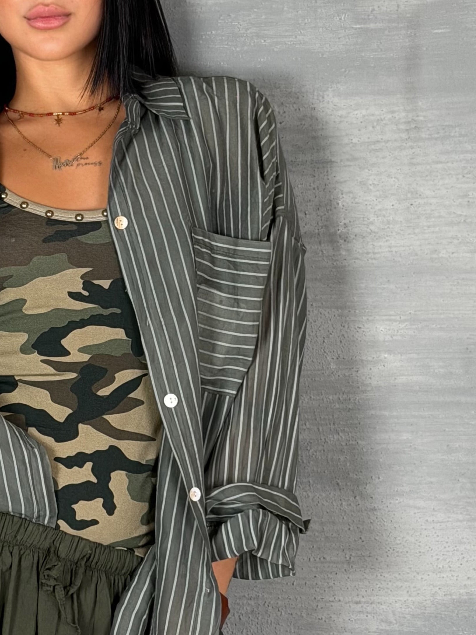 Camicia righe PALE army
