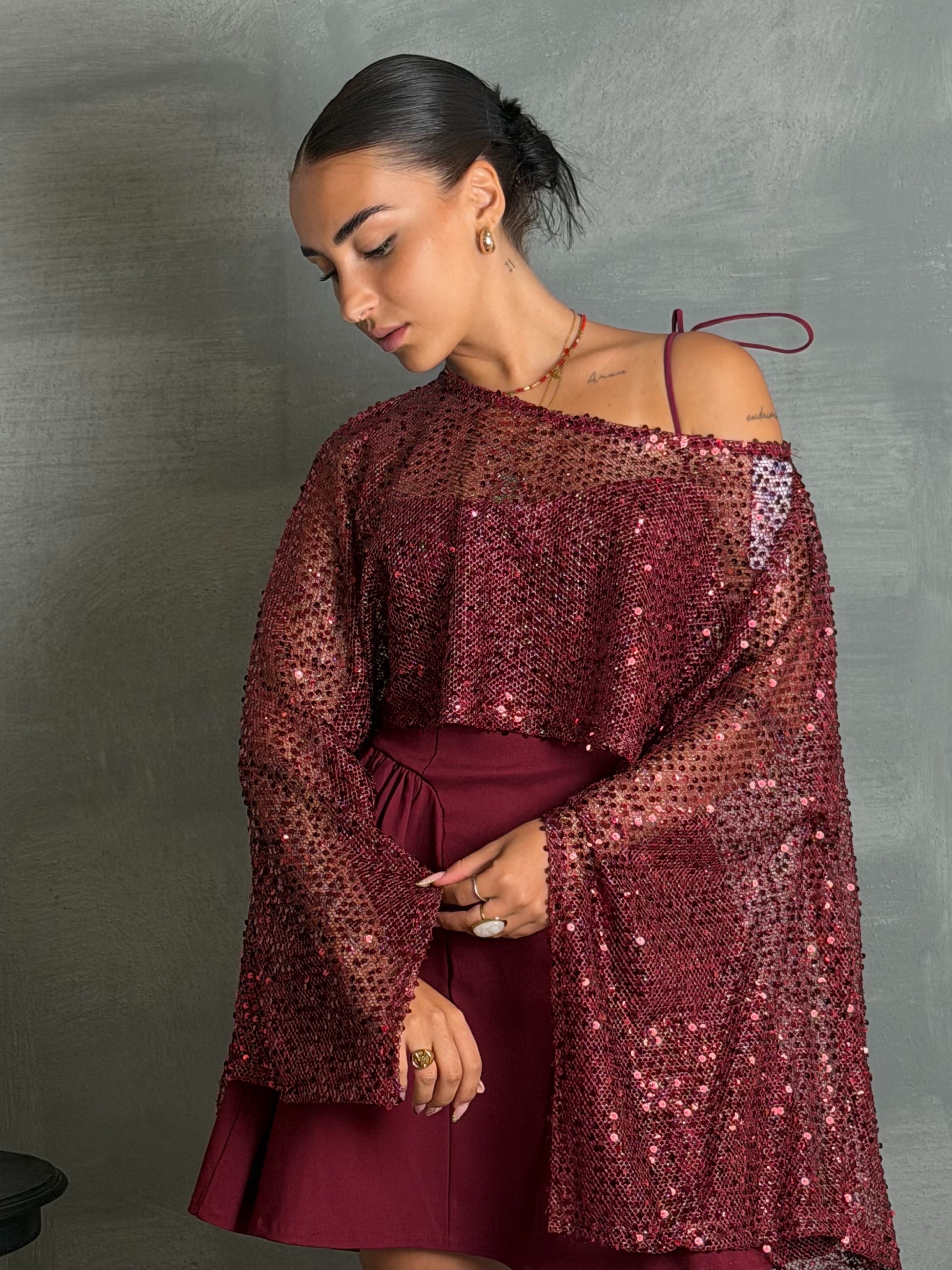 Maglia paillettes ORIA Red