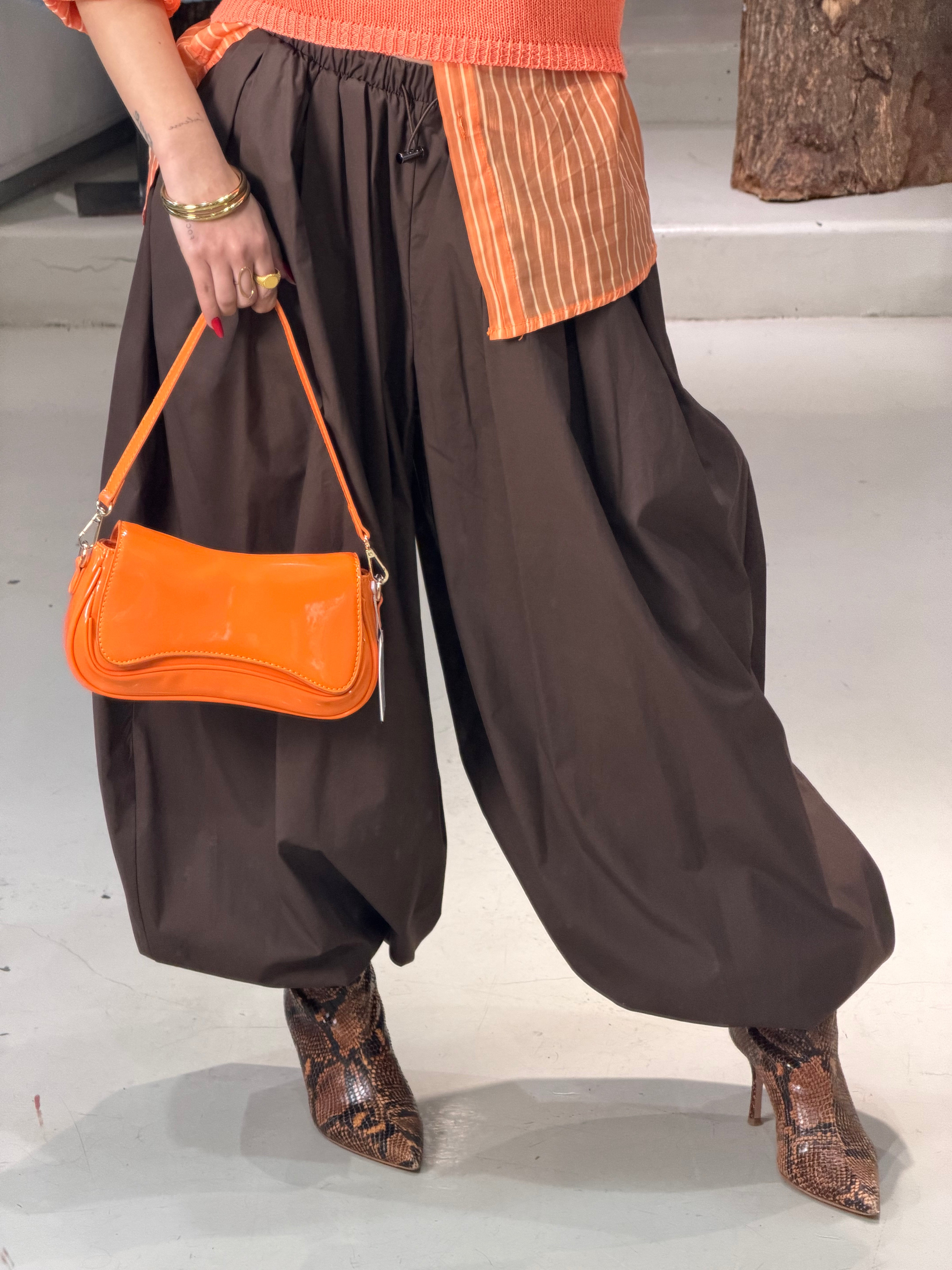 Pantalone cotone over RAIFER marrone