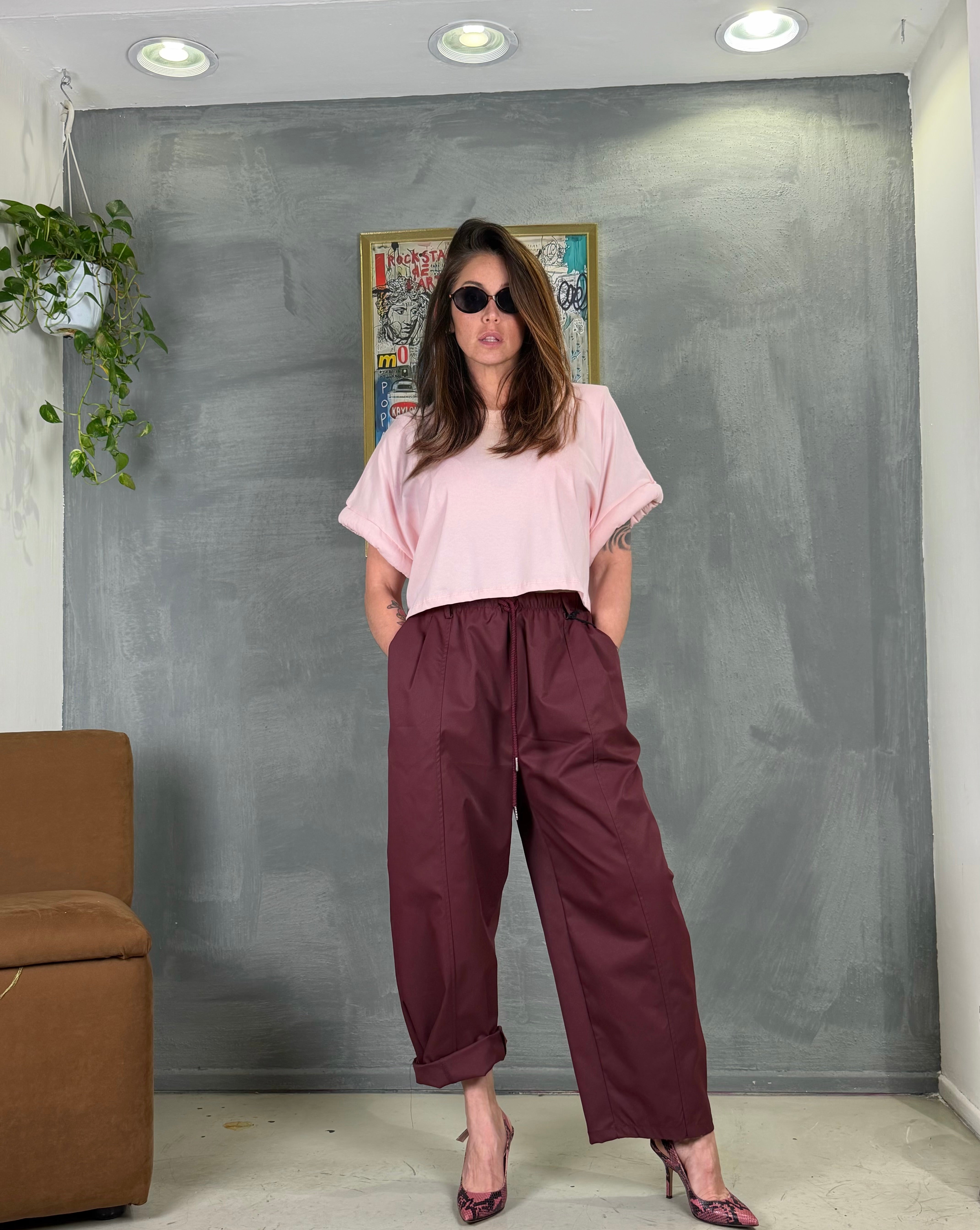 Maglia crop GUMMY mezza manica rosa