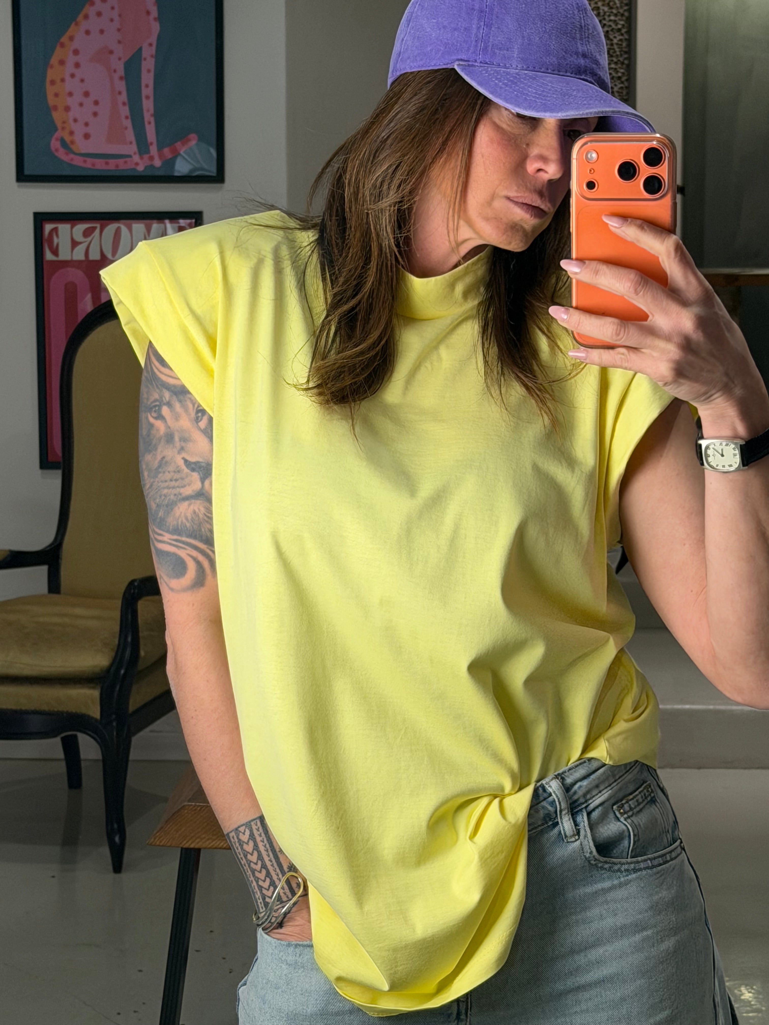 Maglia giro manica con spalline PHANTOM giallo