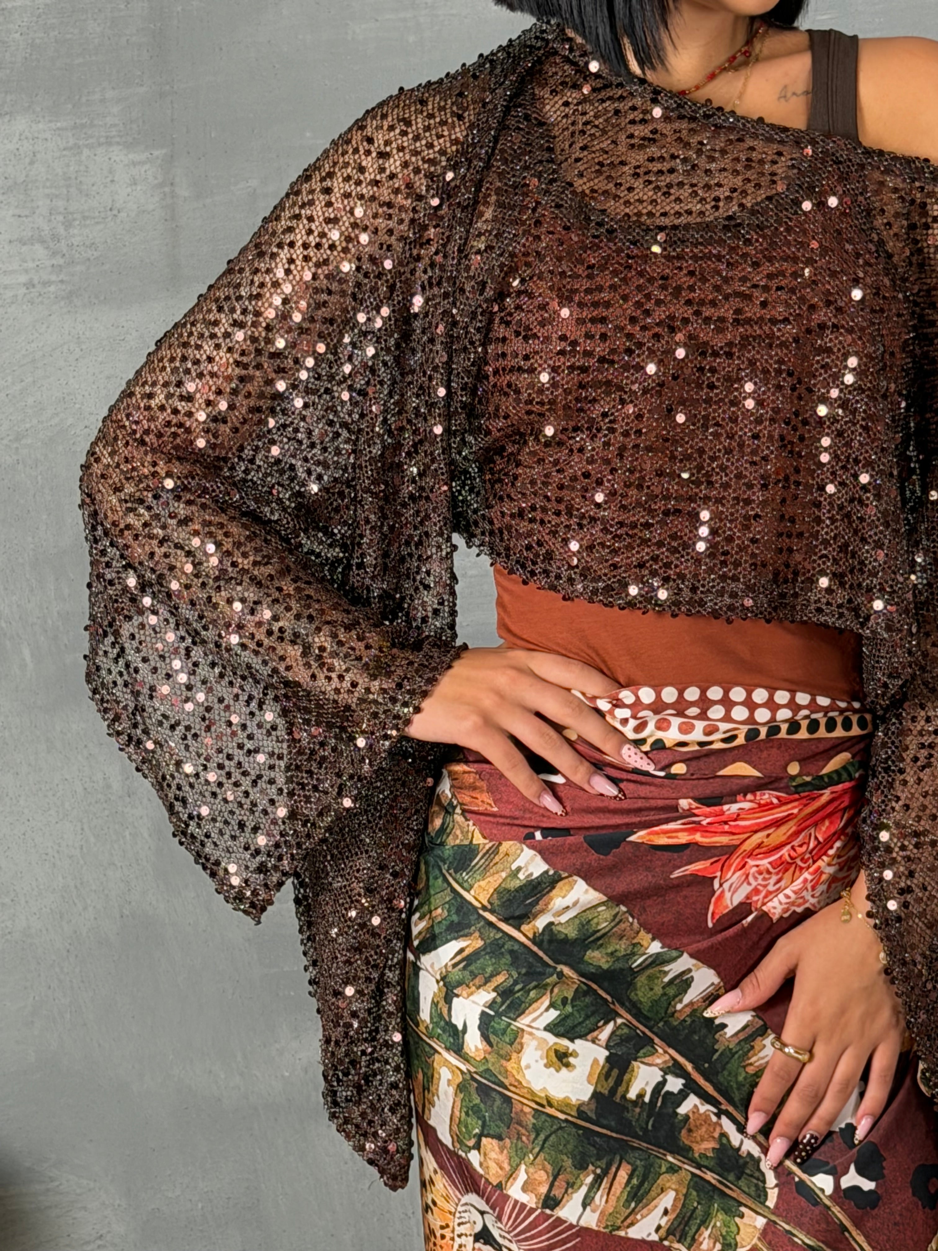 Maglia paillettes ORIA Zbrown