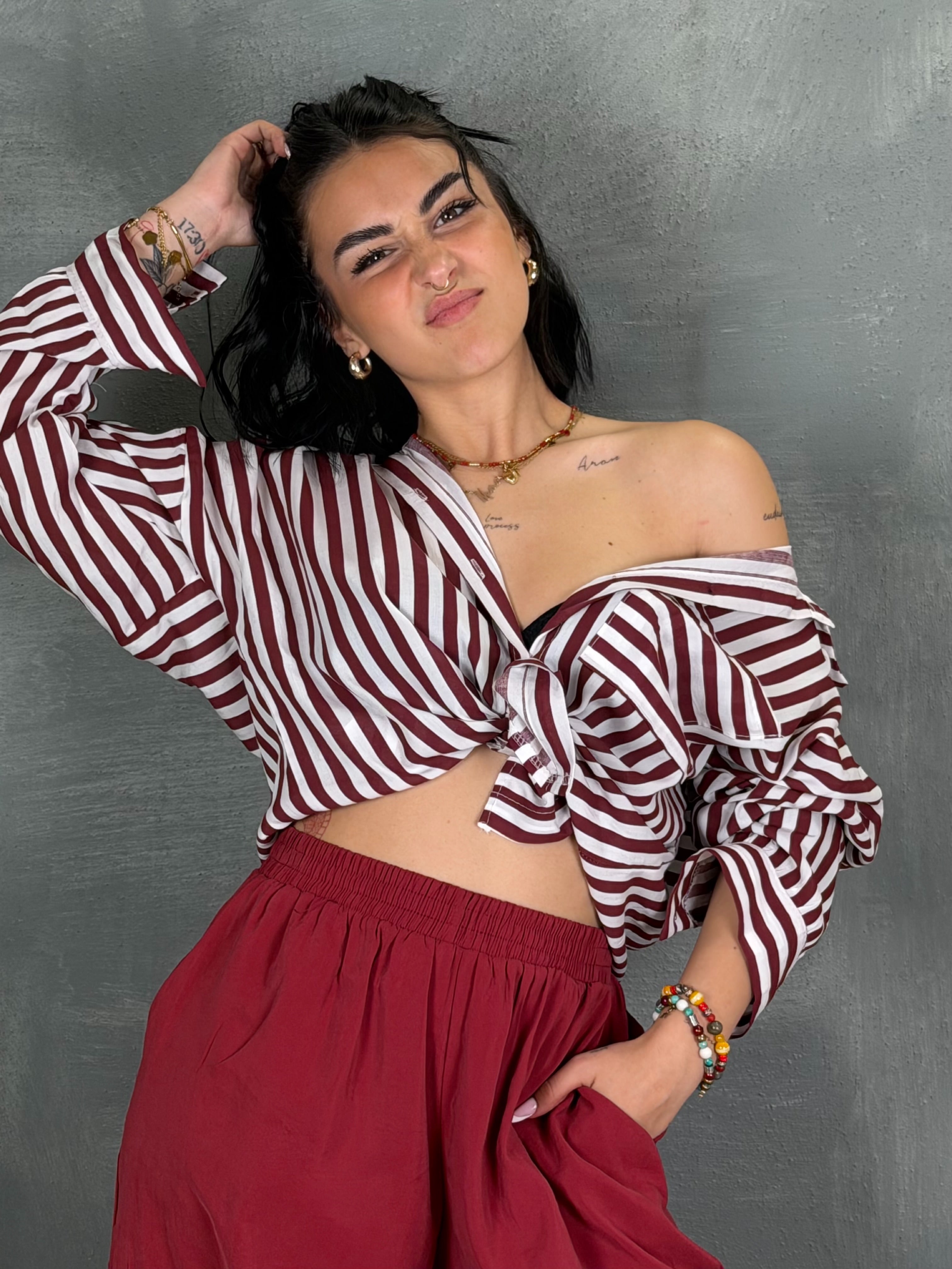 Camicia Jeb bastoncino bourdeaux