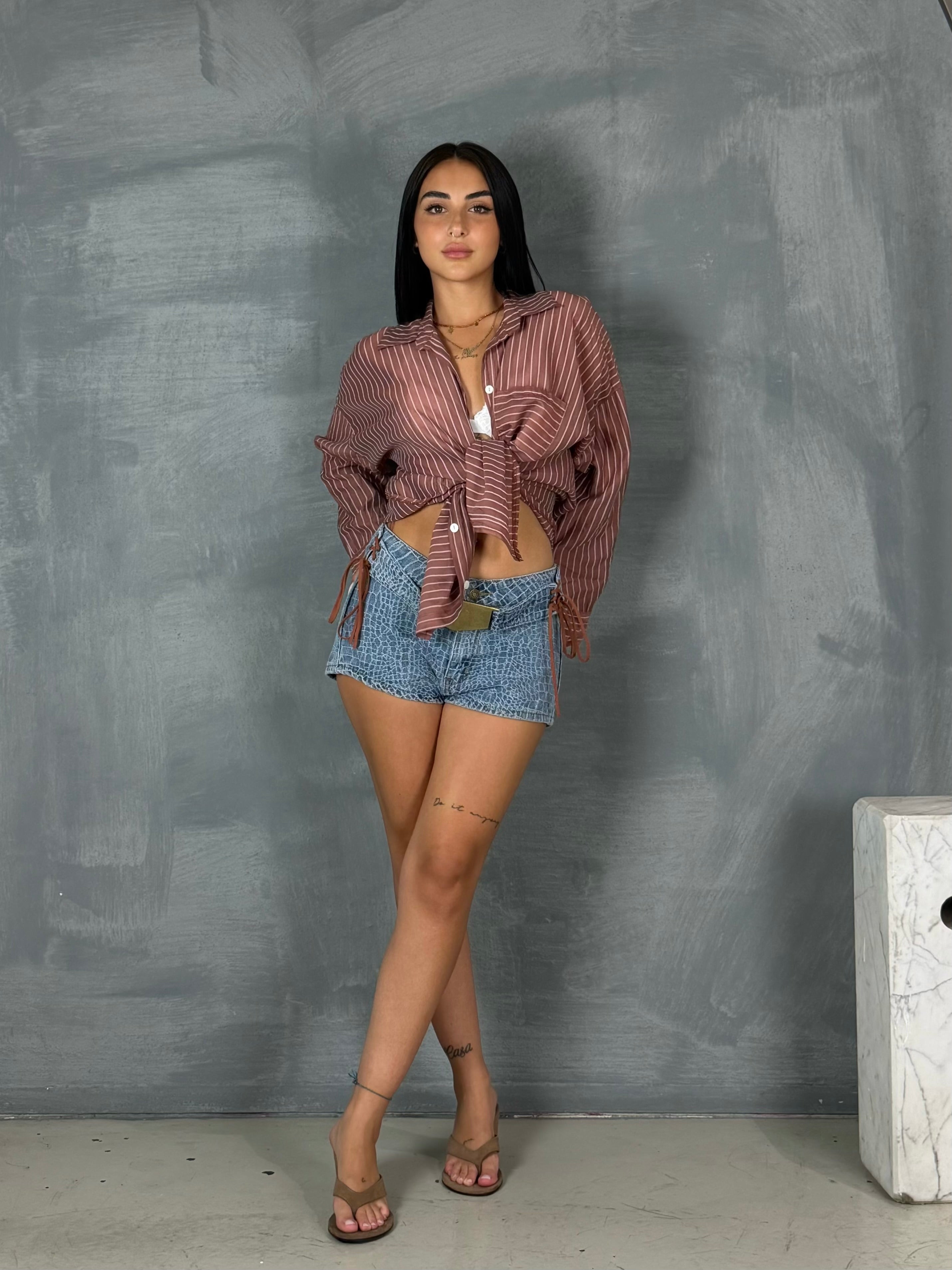 Camicia righe PALE mattone