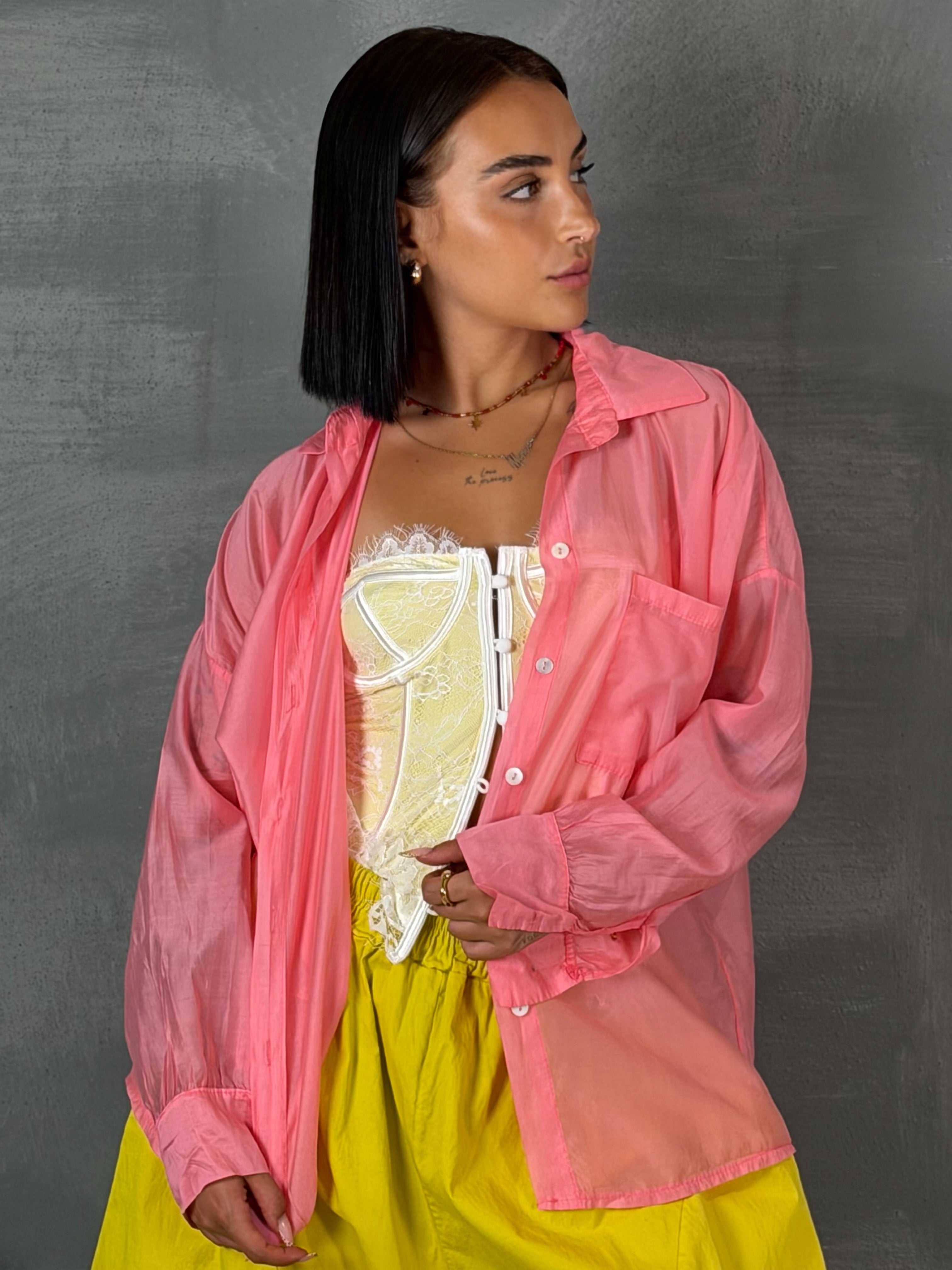 Camicia WILBON pesca fluo