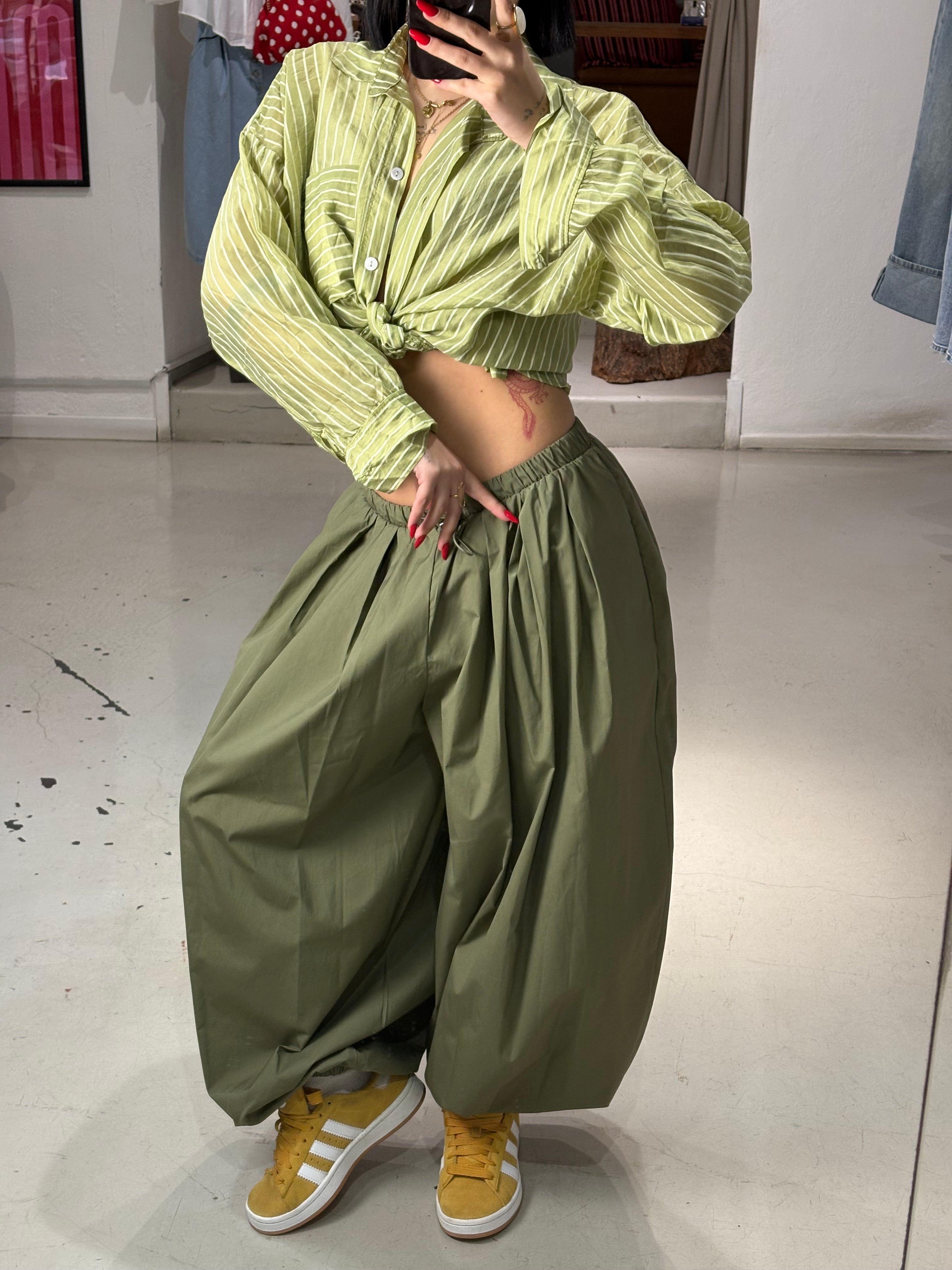 Camicia righe PALE Verde