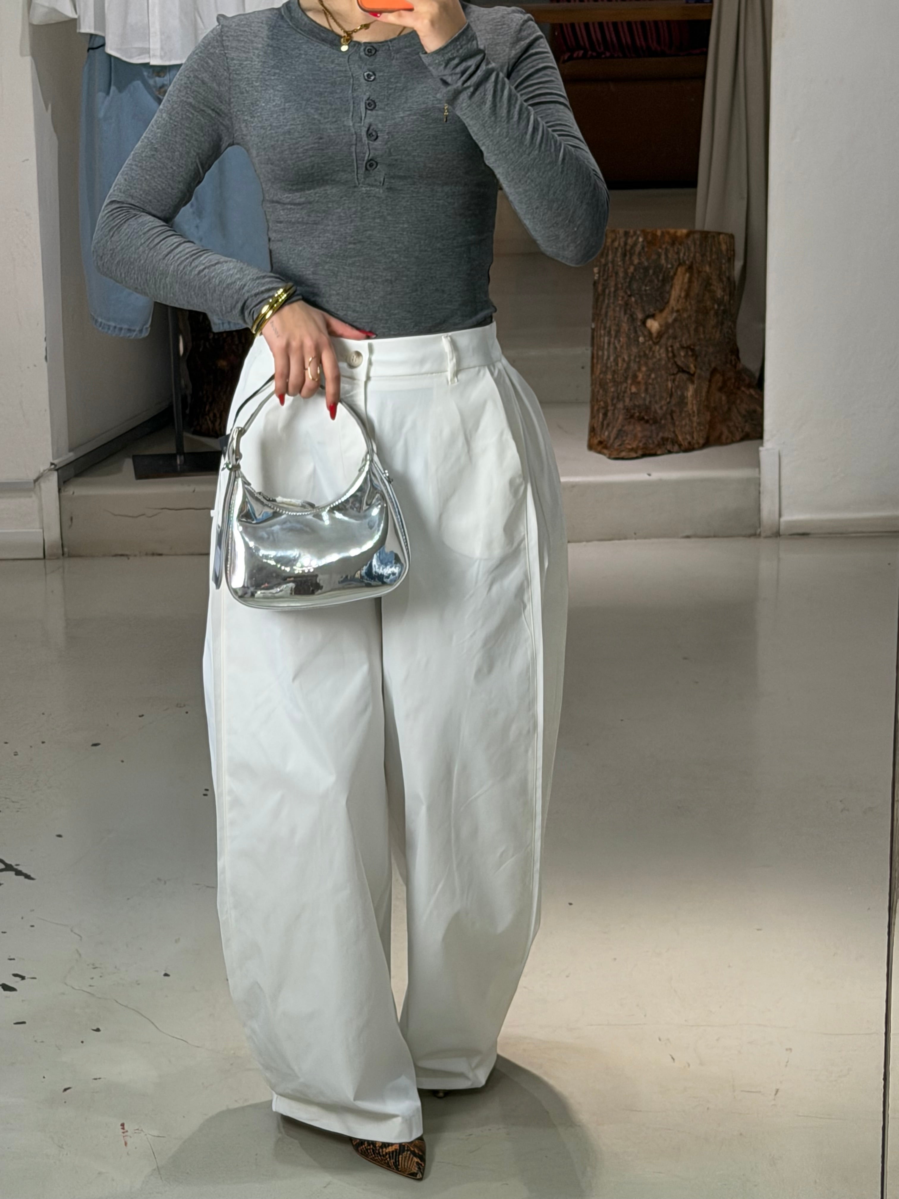 Pantalone cotone over VALTERA bianco