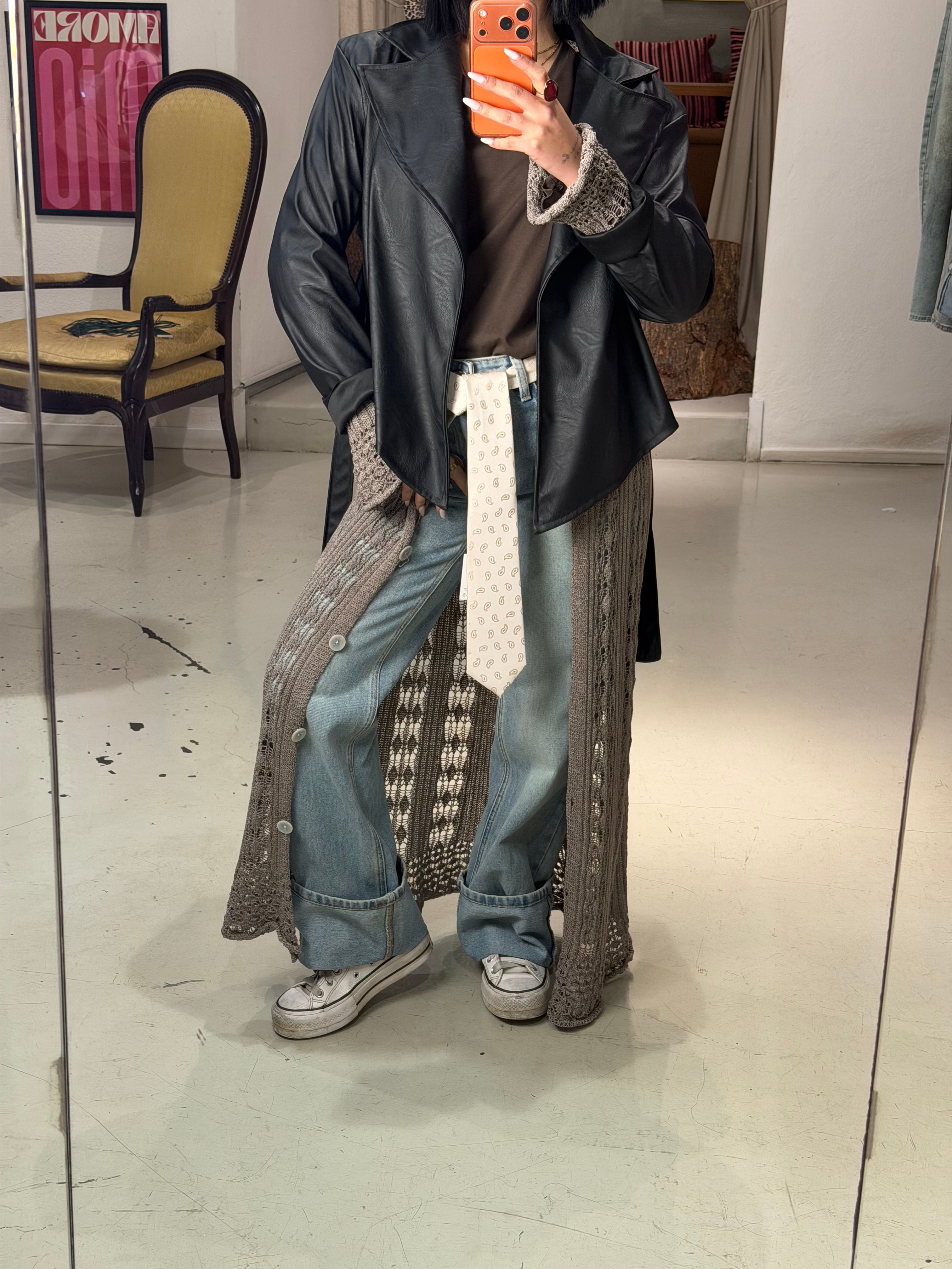 Mini trench simil pelle STORM nero