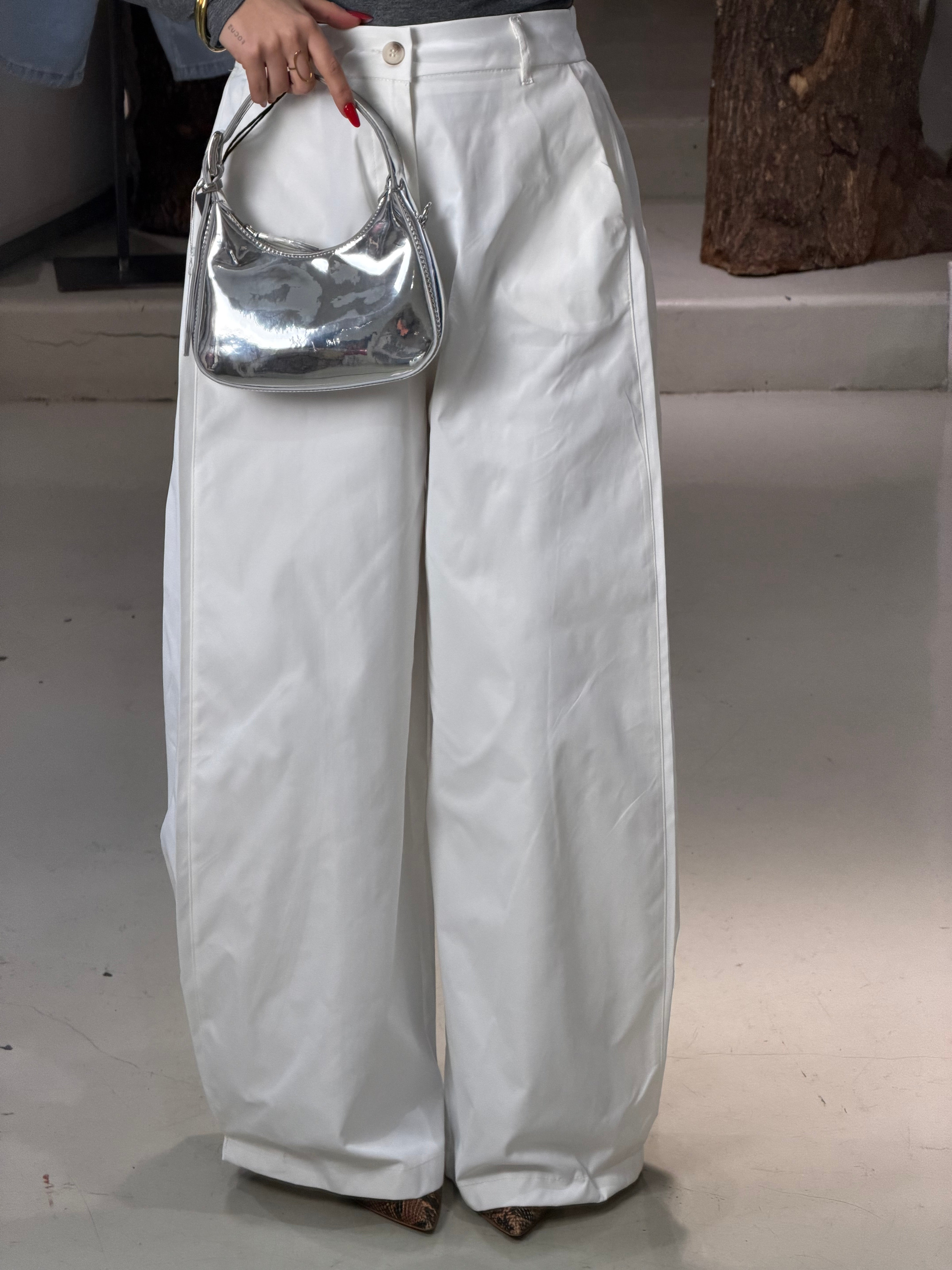 Pantalone cotone over VALTERA bianco