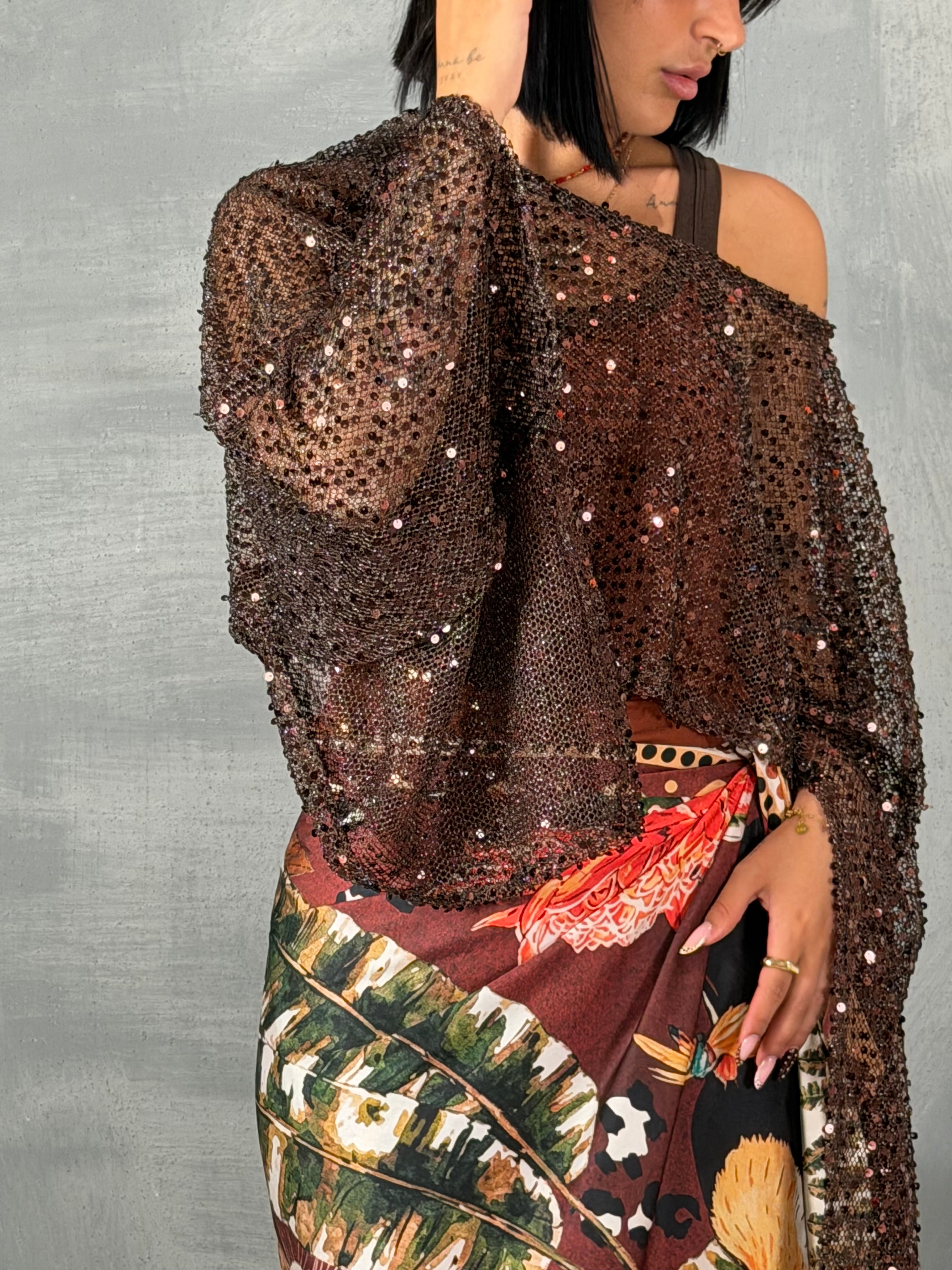Maglia paillettes ORIA Zbrown
