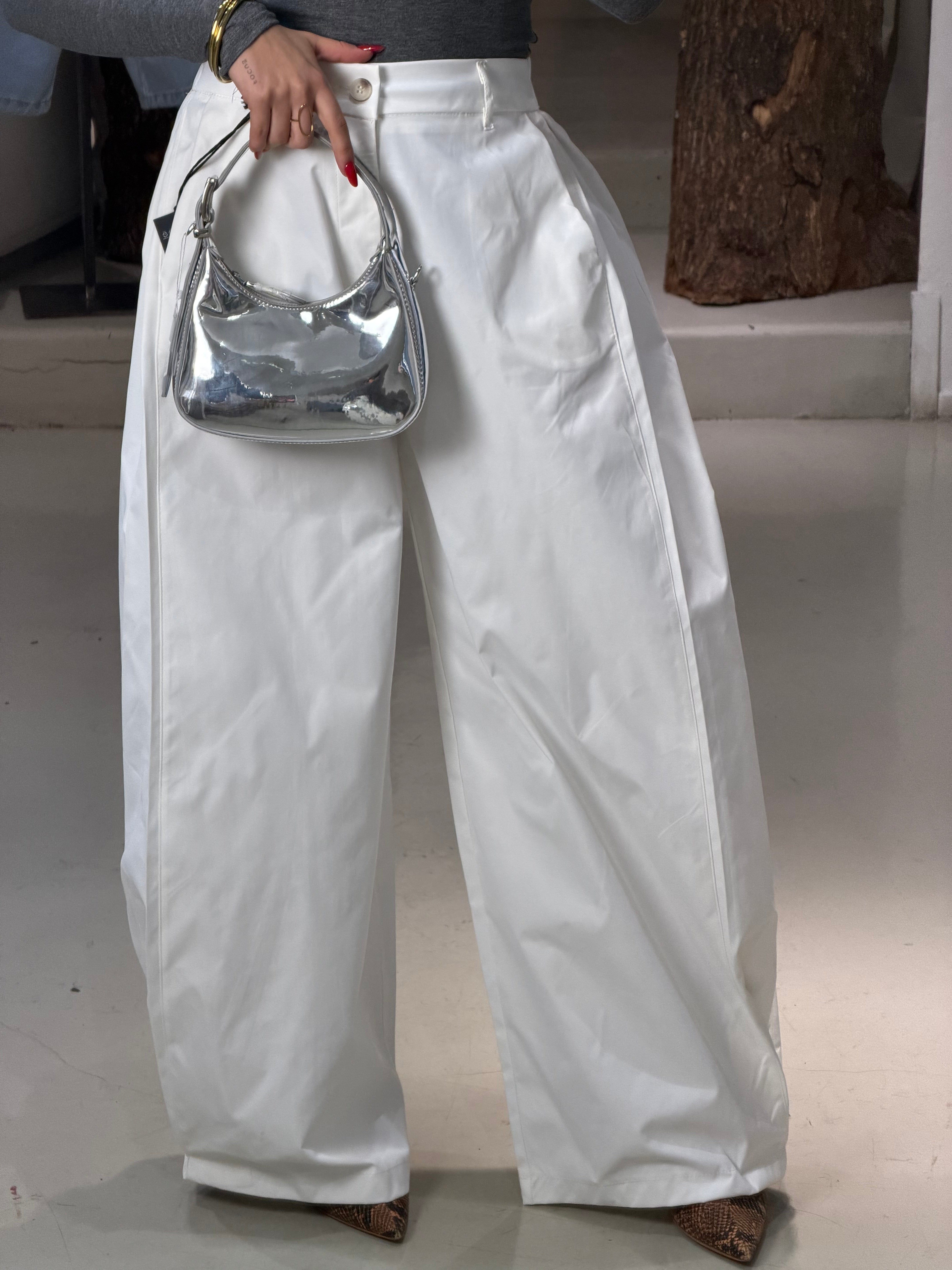 Pantalone cotone over VALTERA bianco