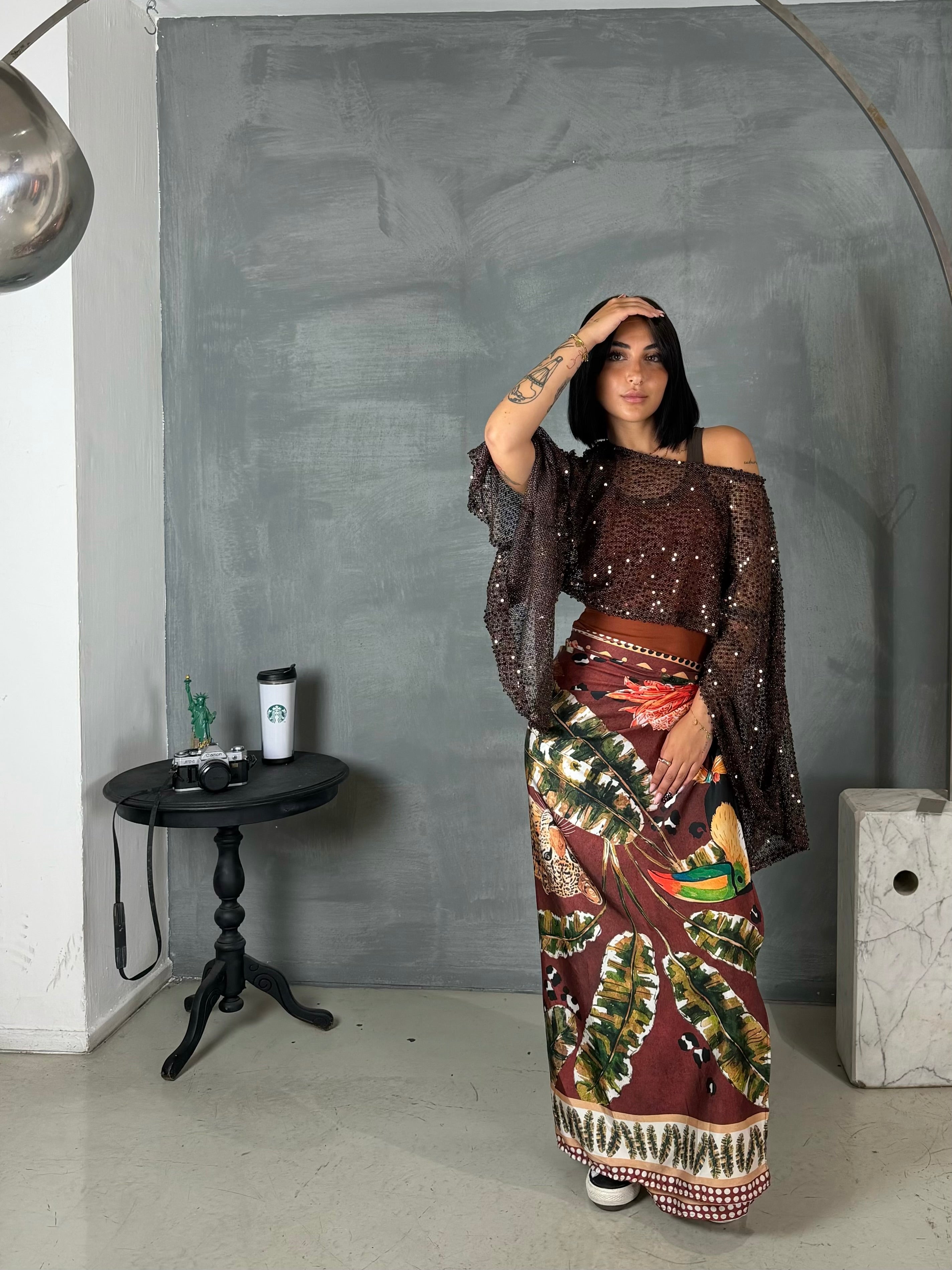 Maglia paillettes ORIA Zbrown
