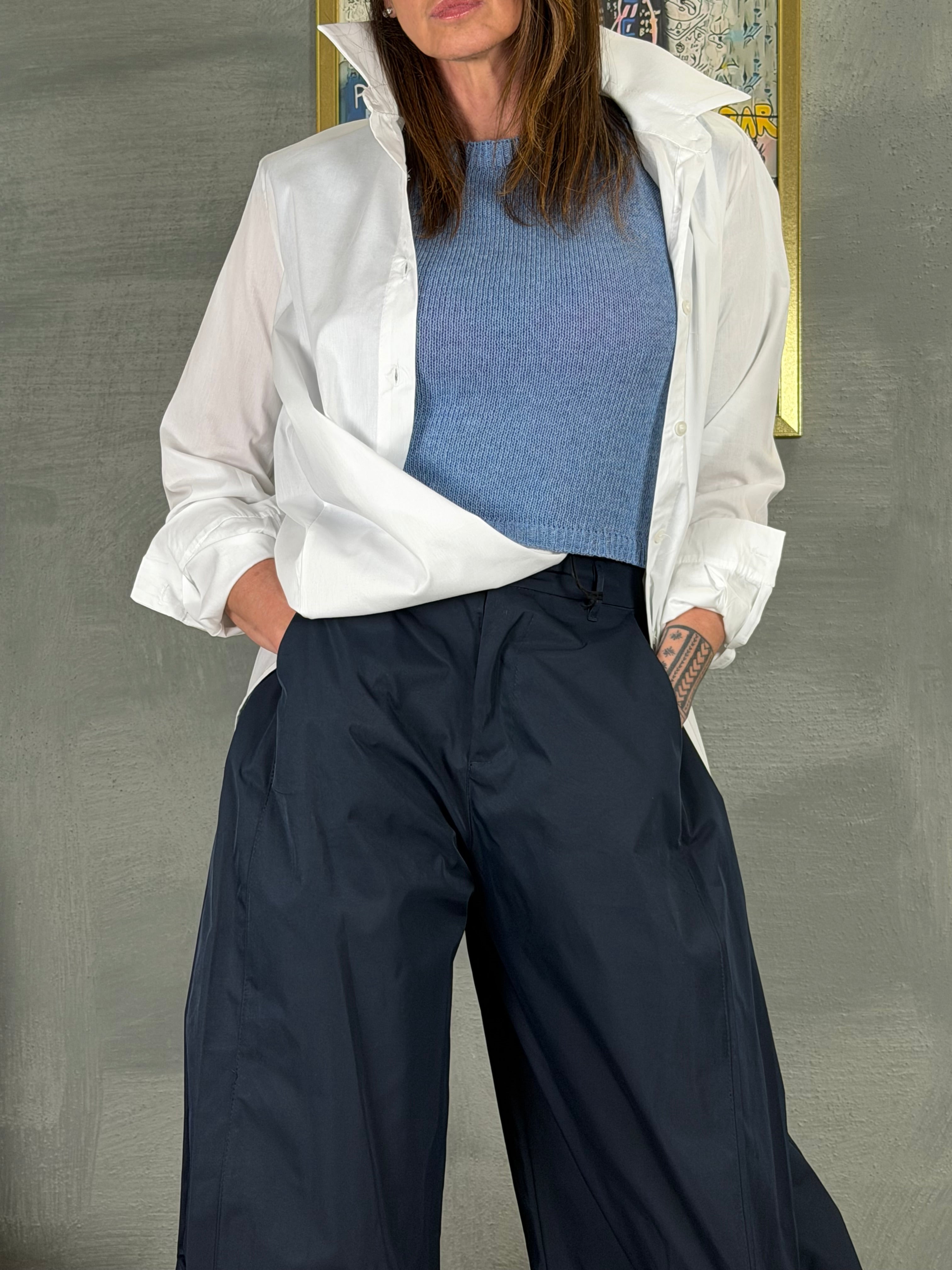 Pantalone cotone over VALTERA blu navy