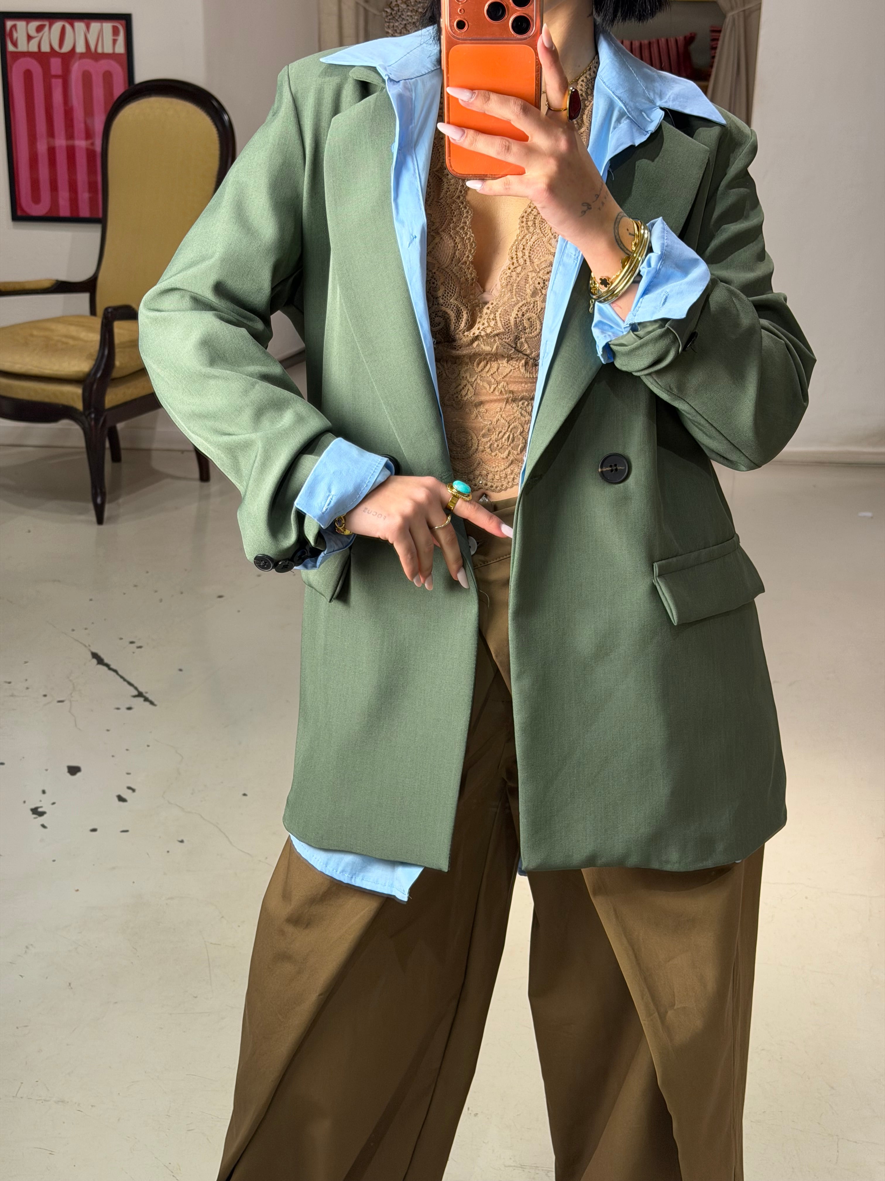Blazer doppiopetto TURN army