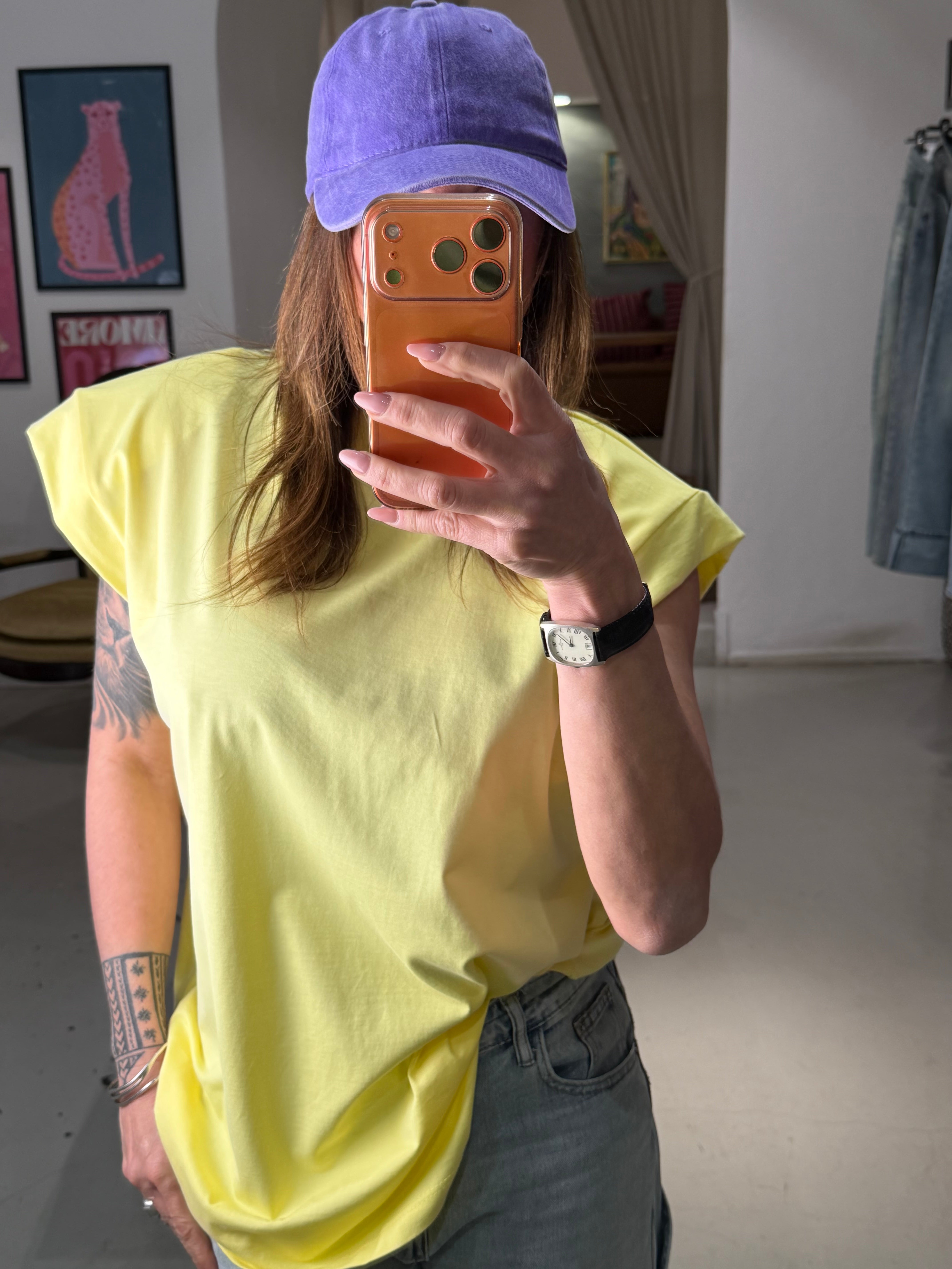 Maglia giro manica con spalline PHANTOM giallo