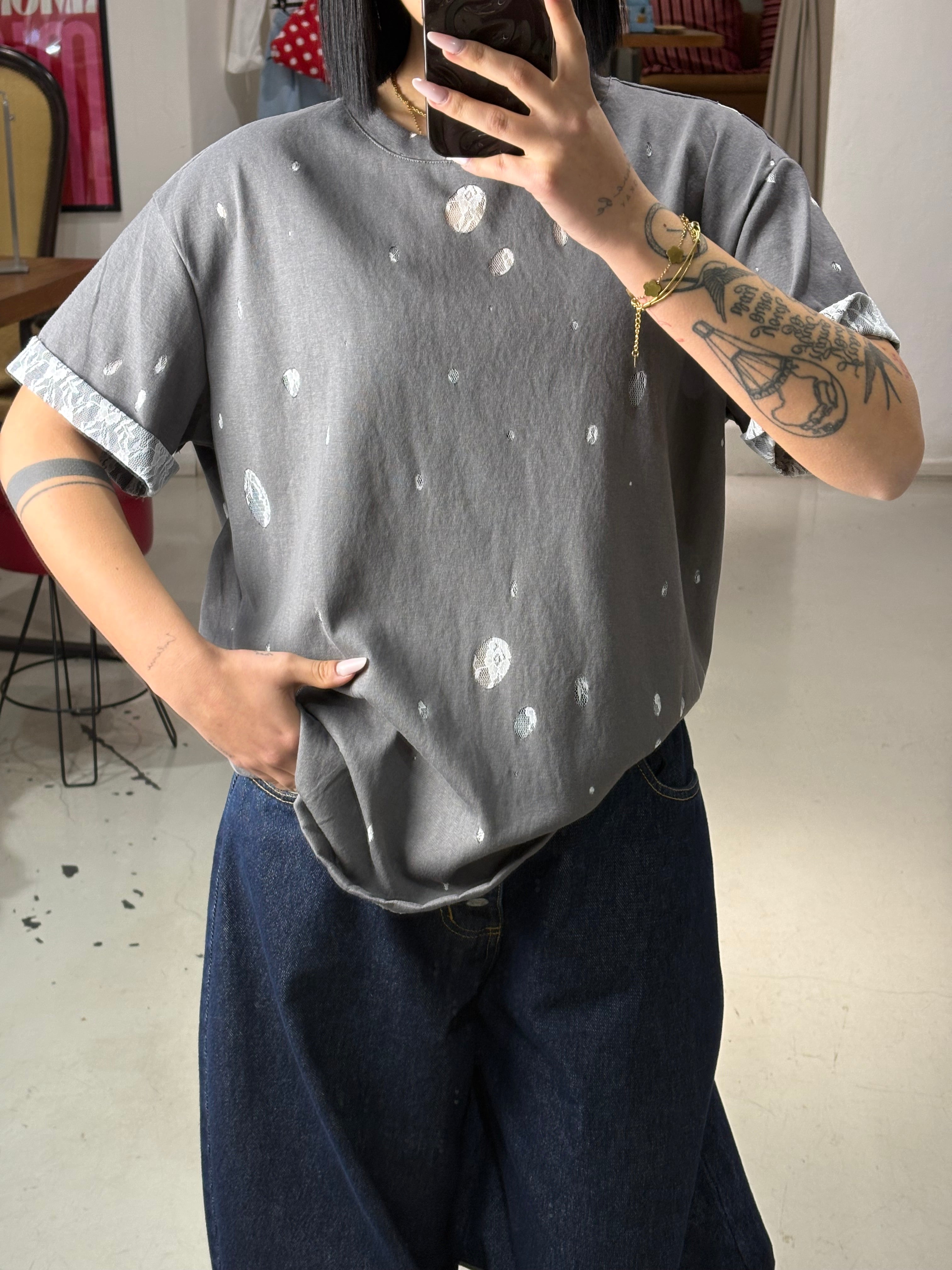 T shirt  MIX mezza manica grey