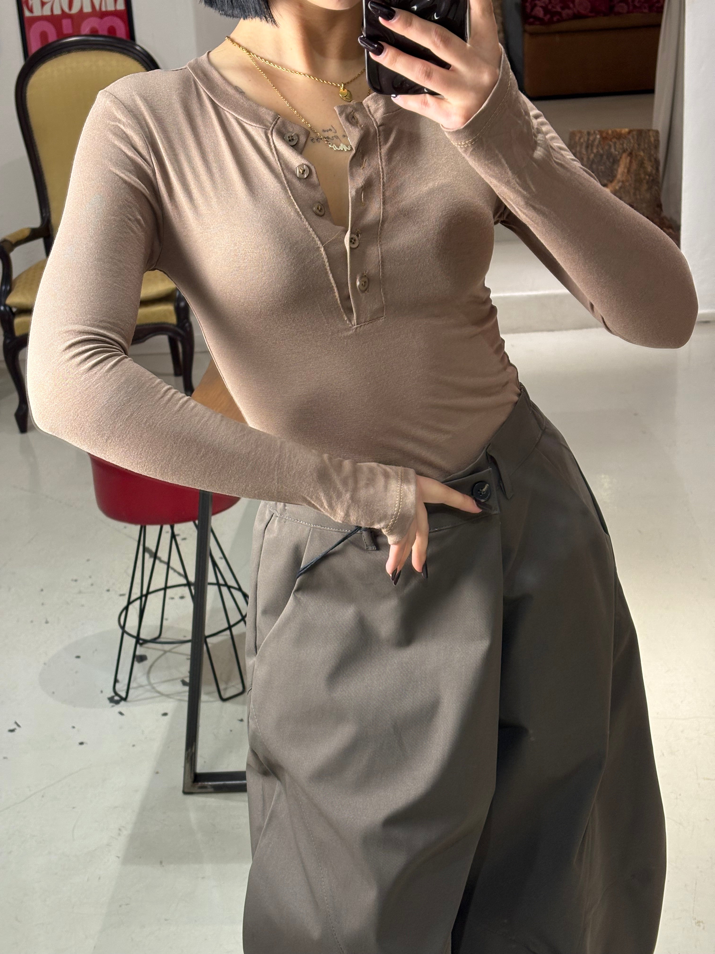 T shirt OPAL manica lunga guanto  taupe