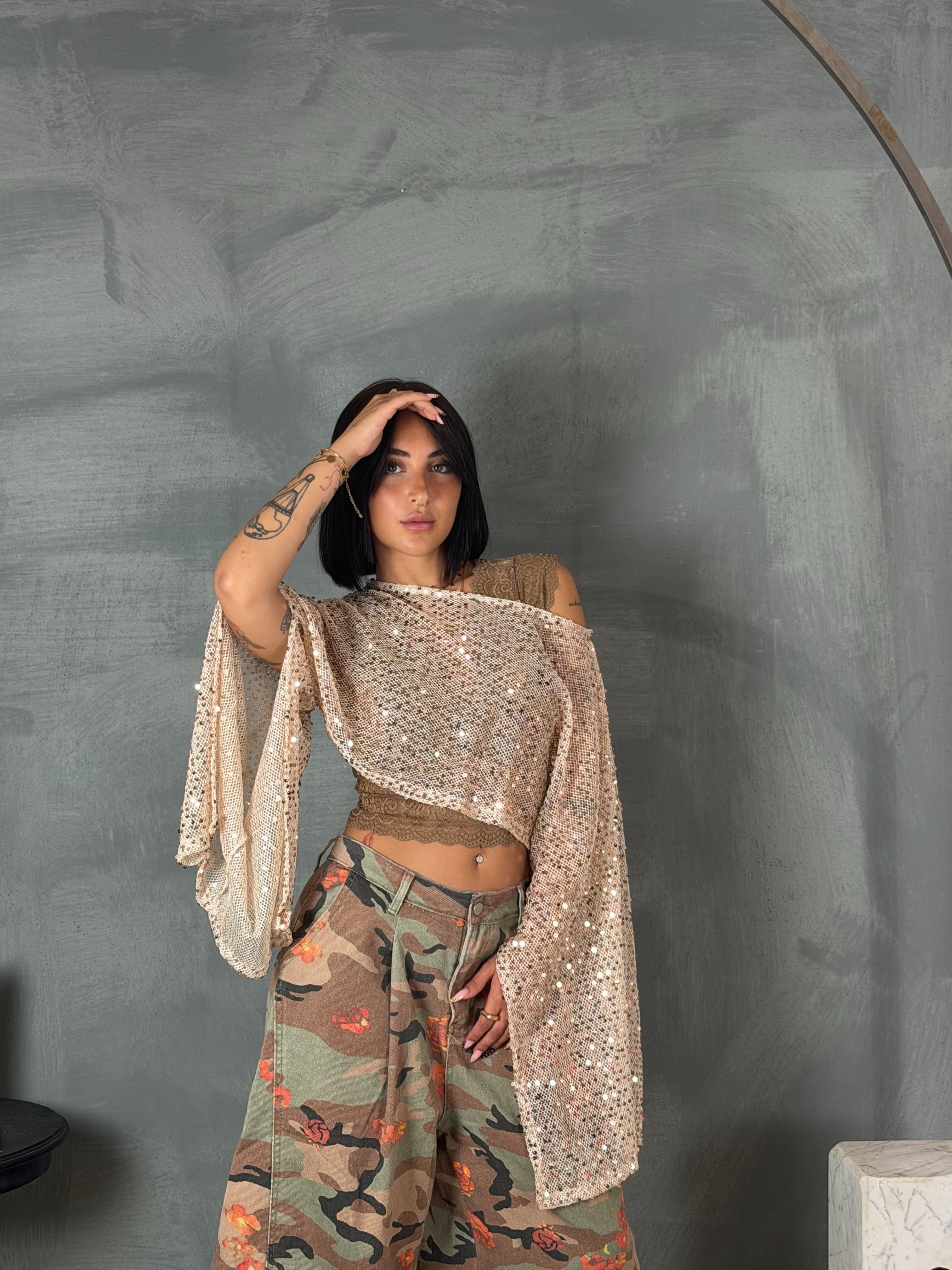 Maglia paillettes ORIA CREAM