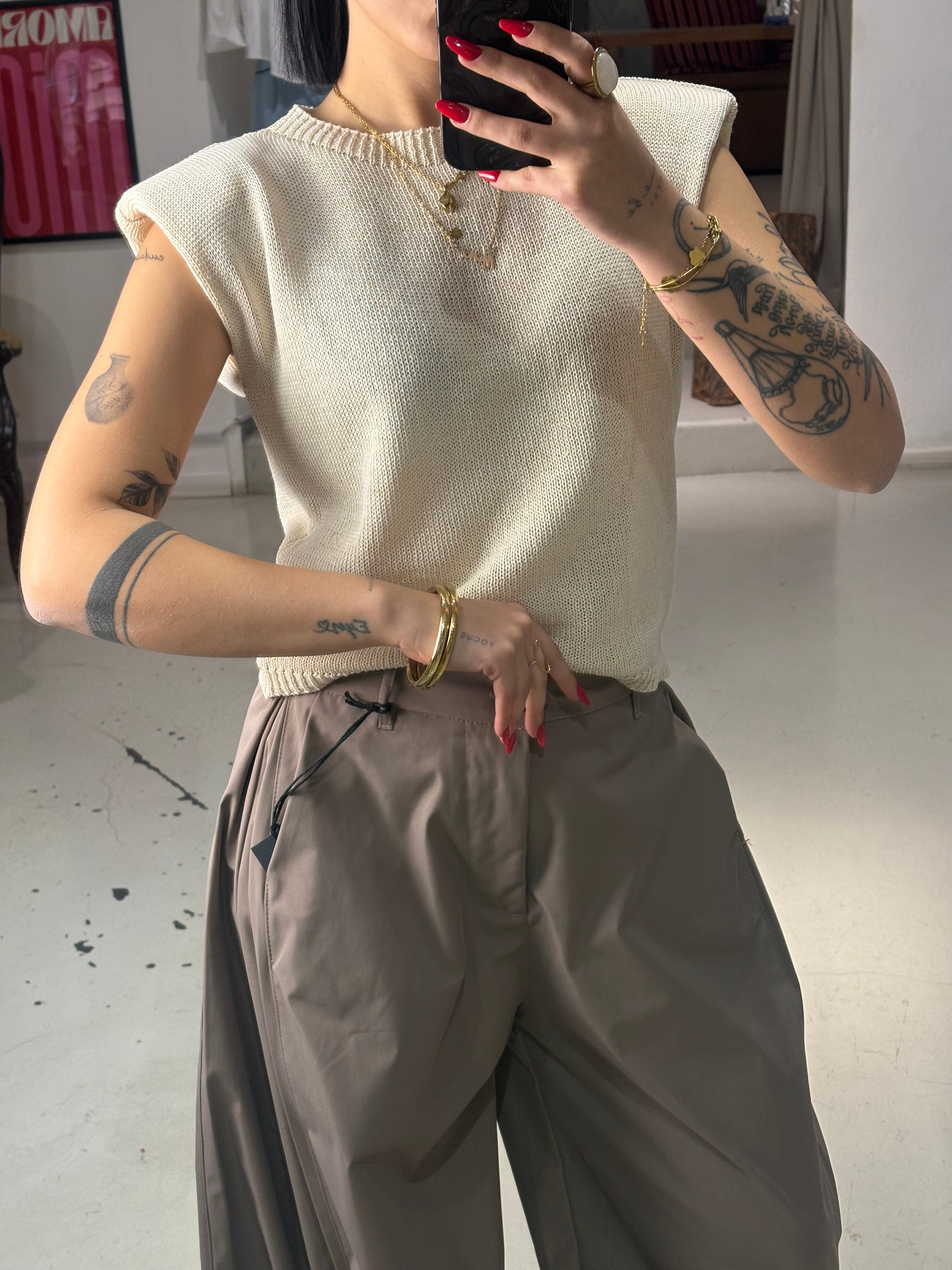 Gilet  con spalline FAW crema