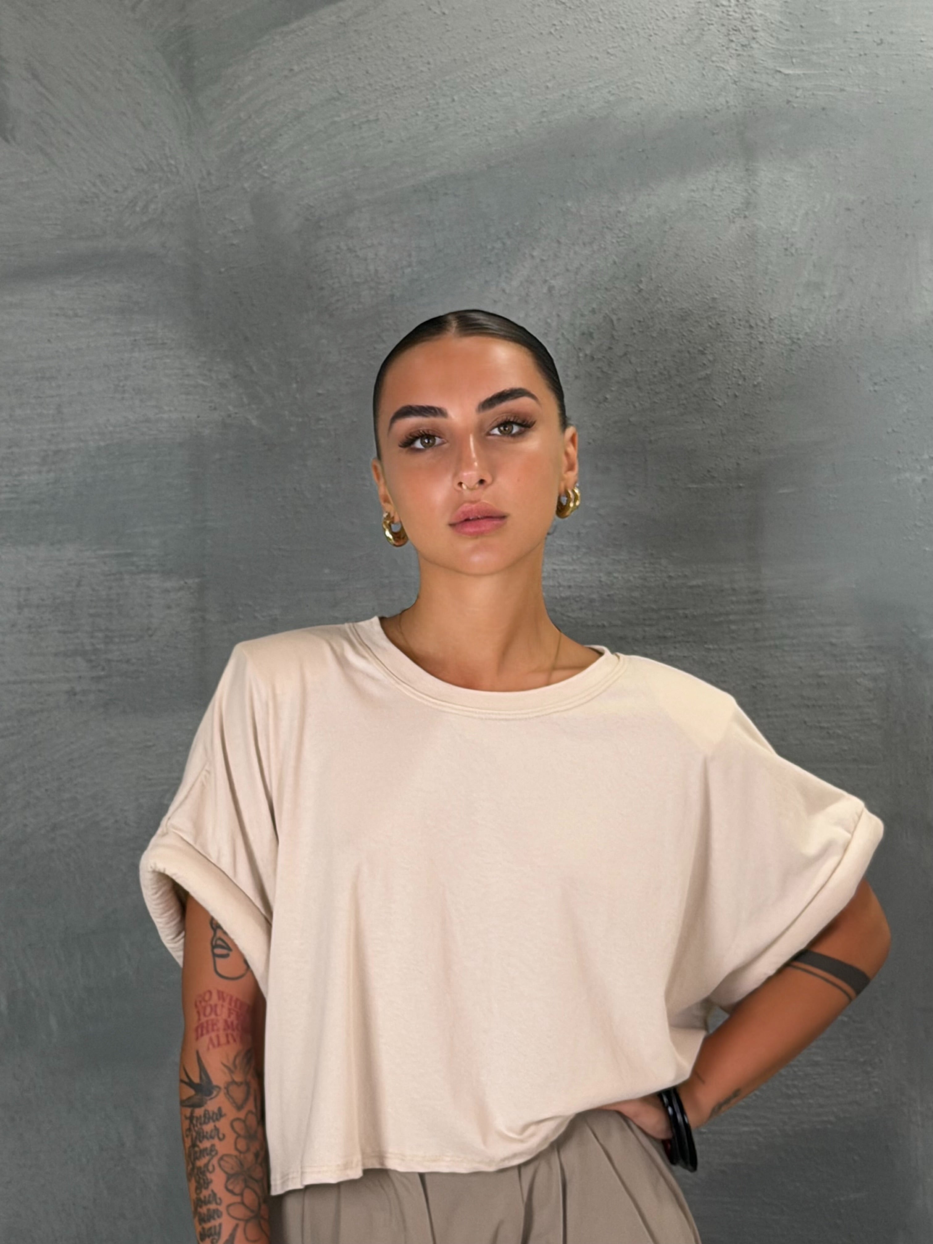 Maglia crop GUMMY beige