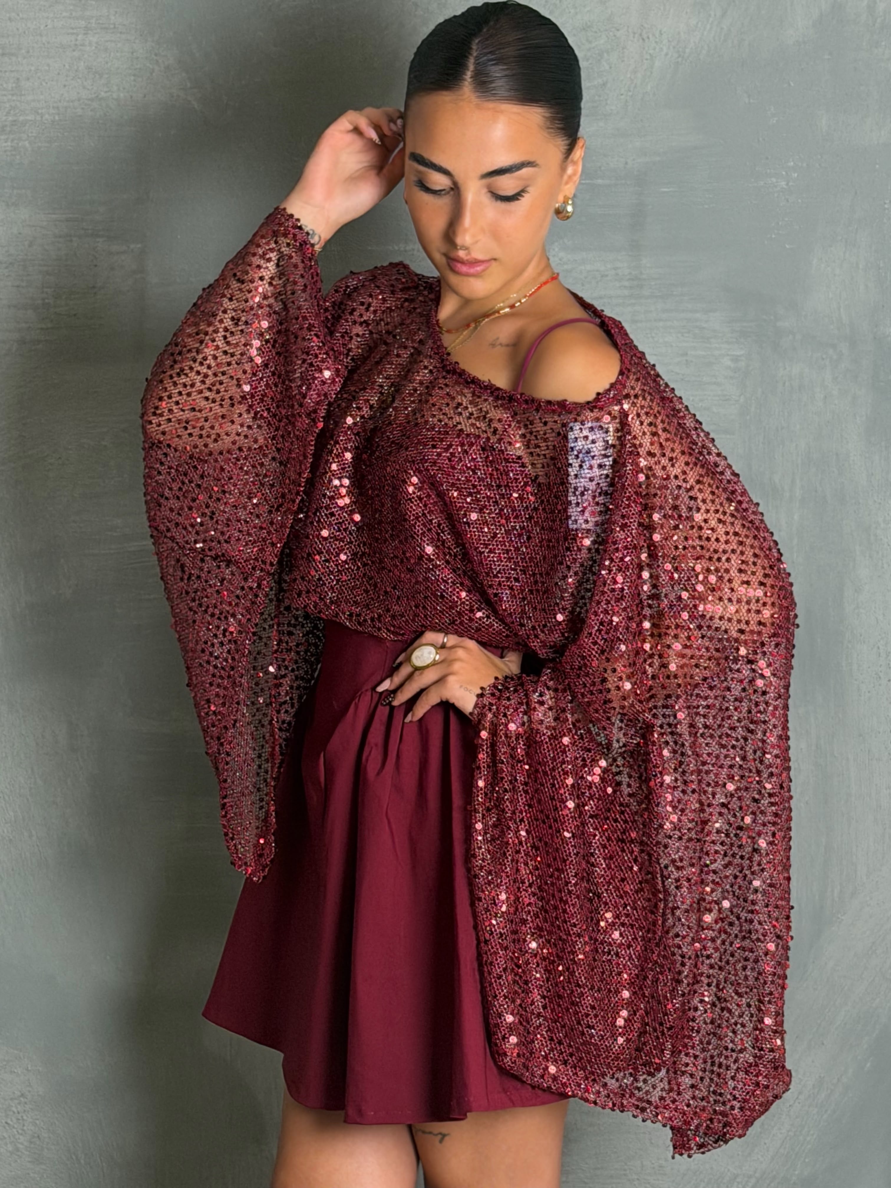 Maglia paillettes ORIA Red