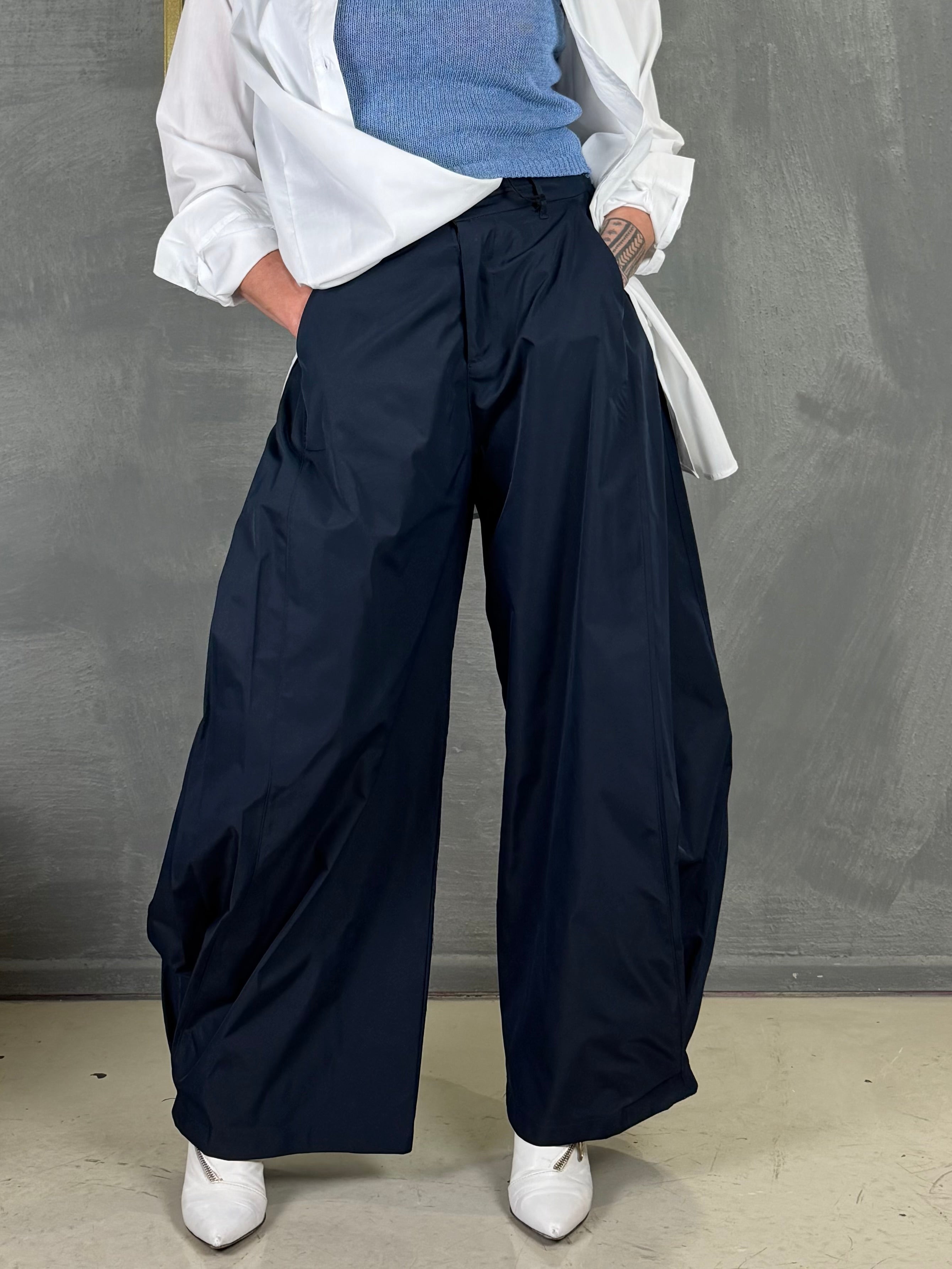 Pantalone cotone over VALTERA blu navy