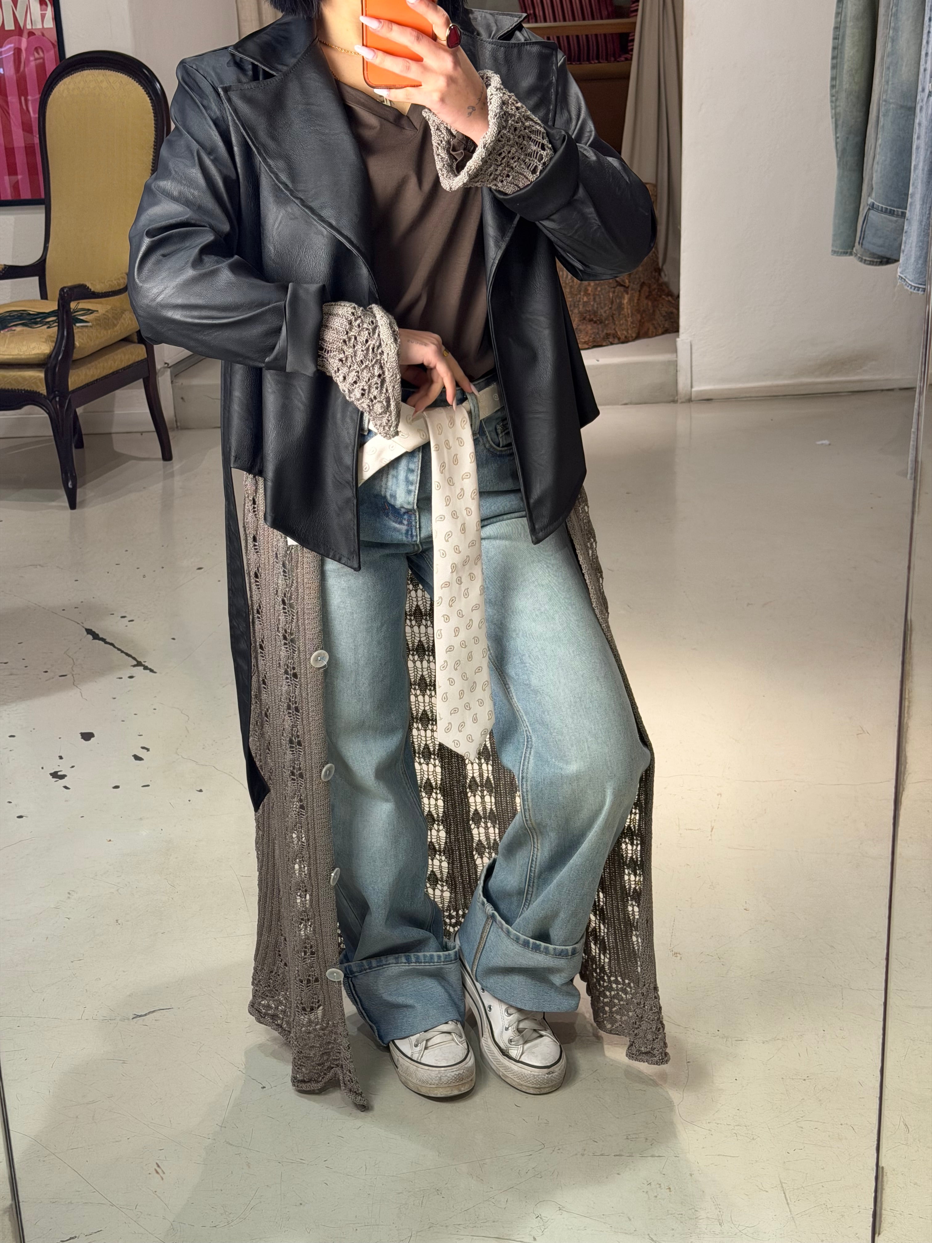 Mini trench simil pelle STORM nero