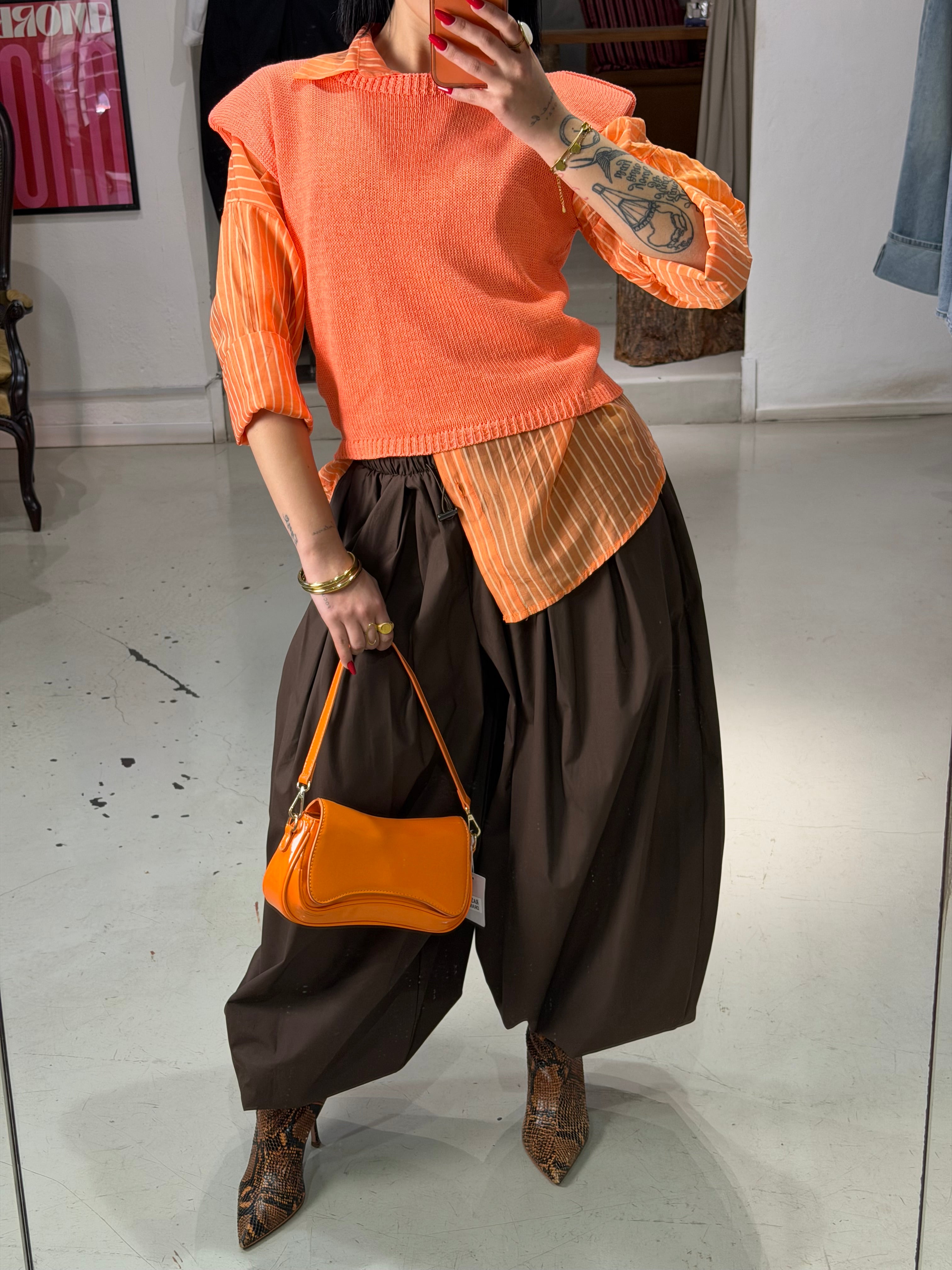 Pantalone cotone over RAIFER marrone
